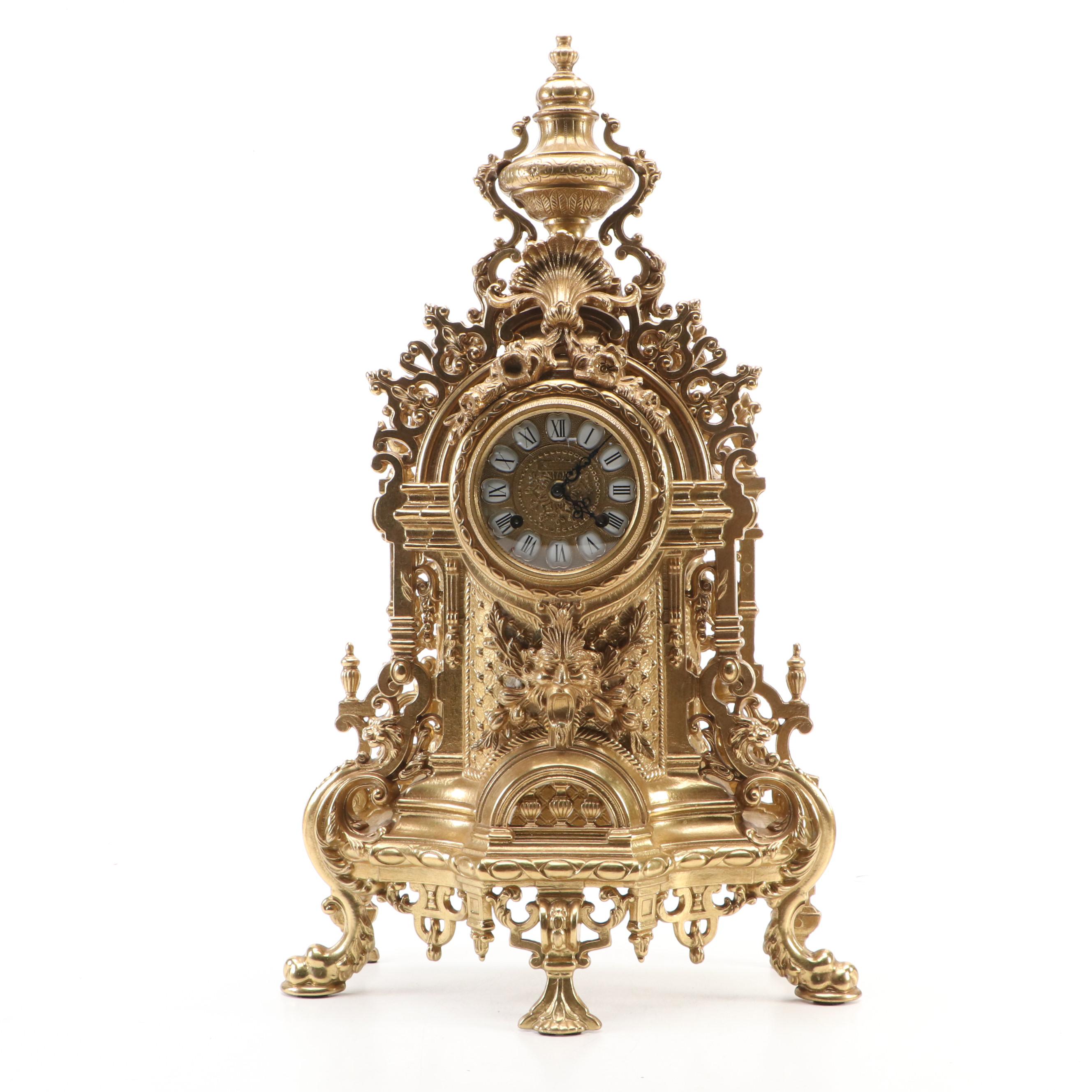 Franz Hermle Imperial Italian Ornate Gilt Metal Mantel Clock