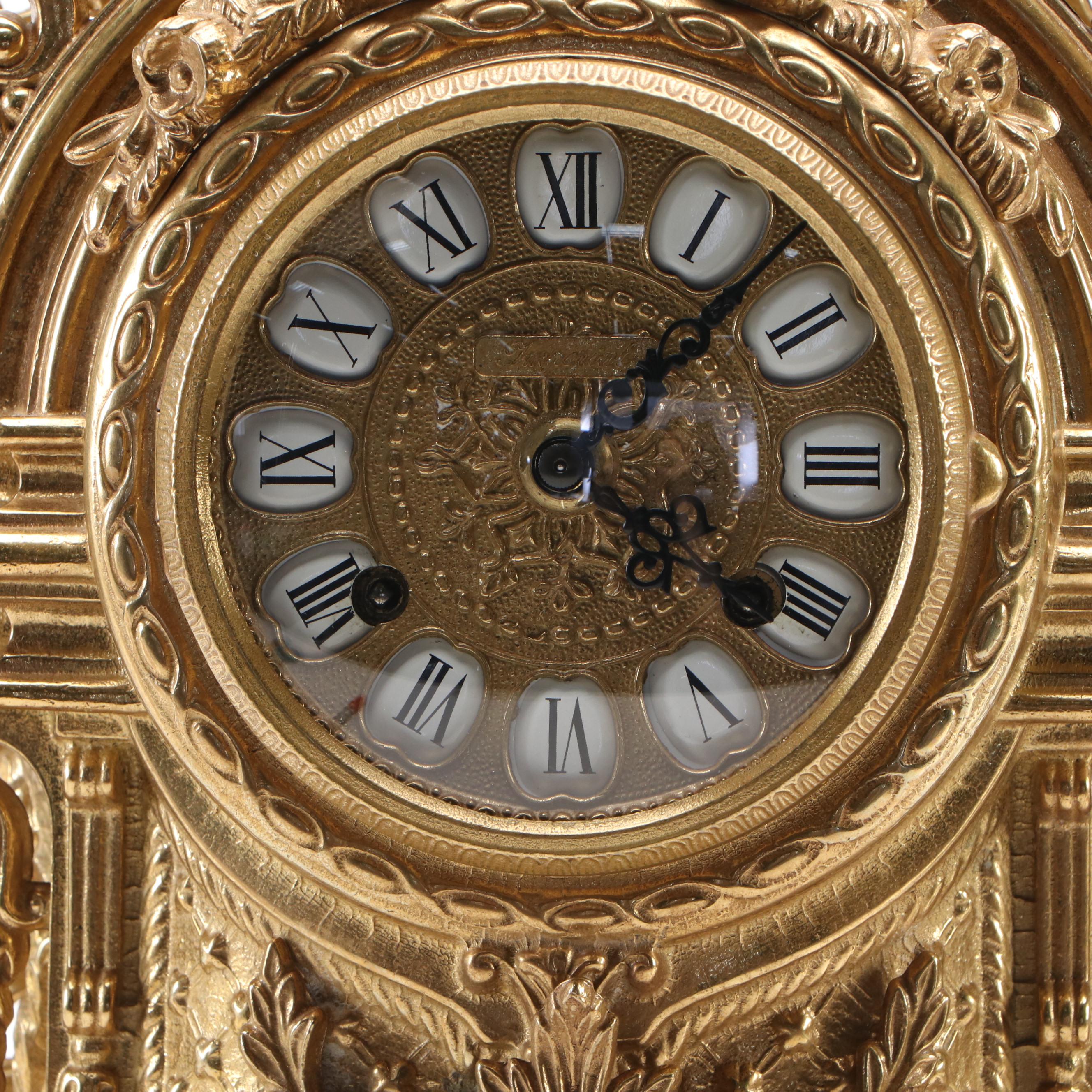 Franz Hermle Imperial Italian Ornate Gilt Metal Mantel Clock