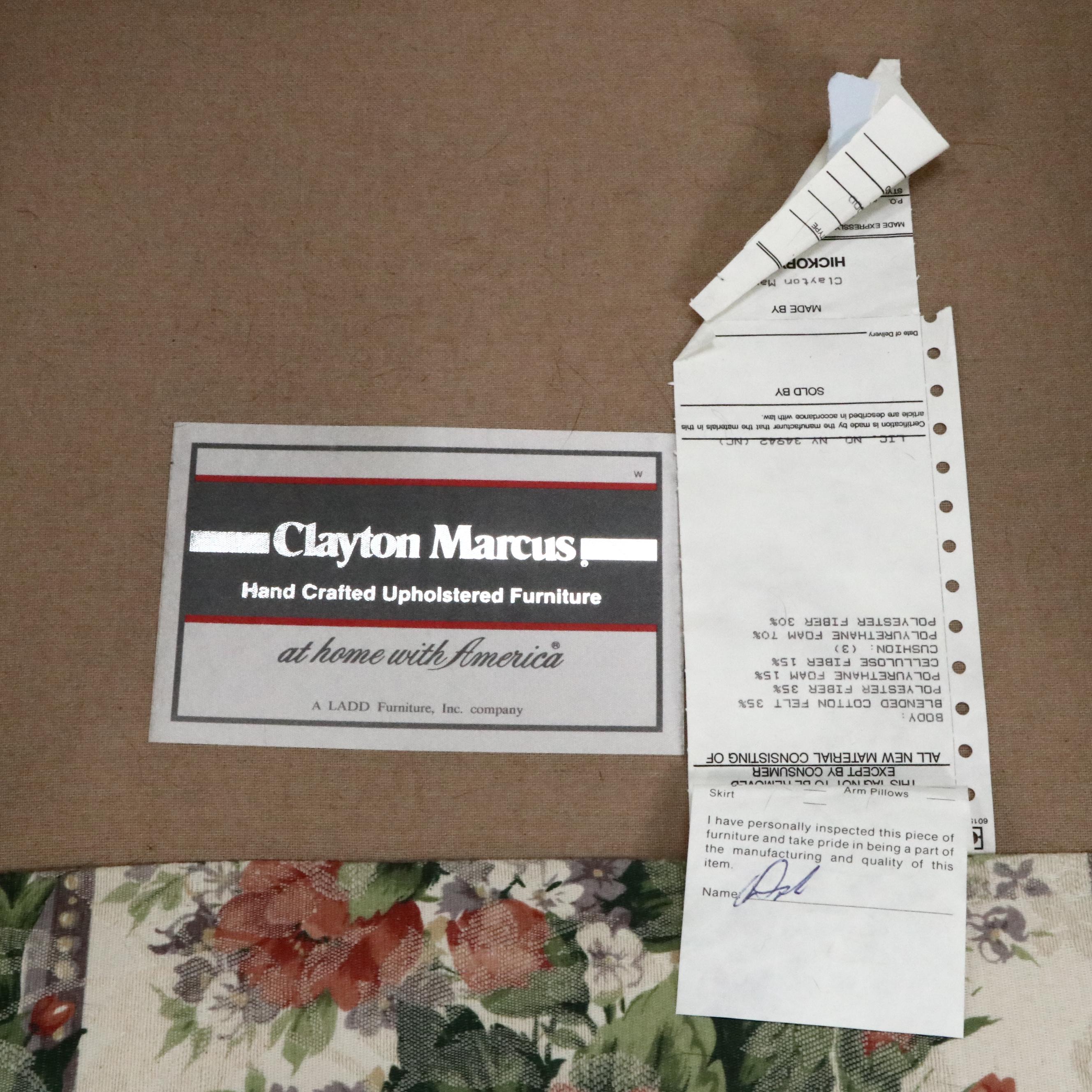 Clayton Marcus Floral-Upholstered Roll-Arm Sofa