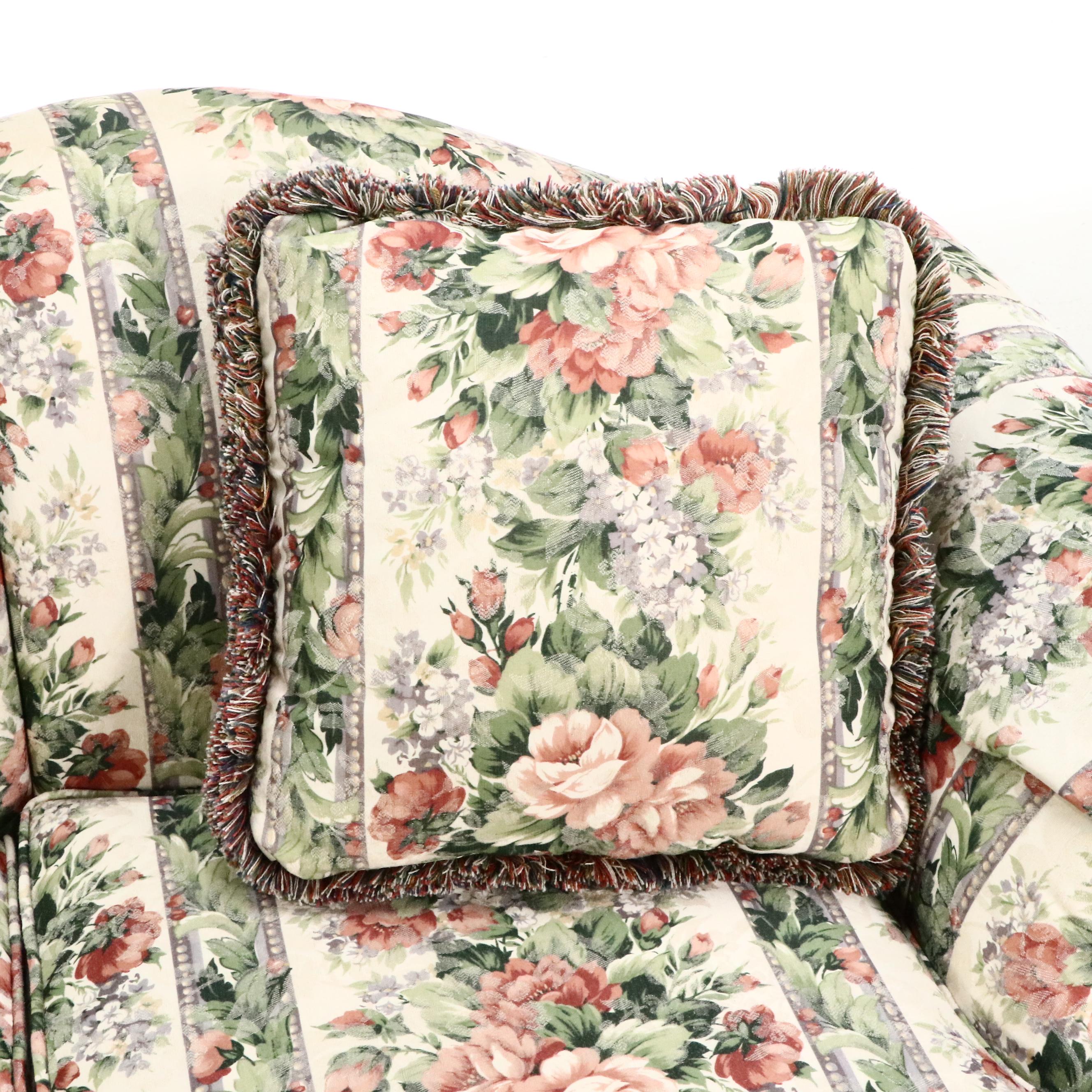 Clayton Marcus Floral-Upholstered Roll-Arm Sofa