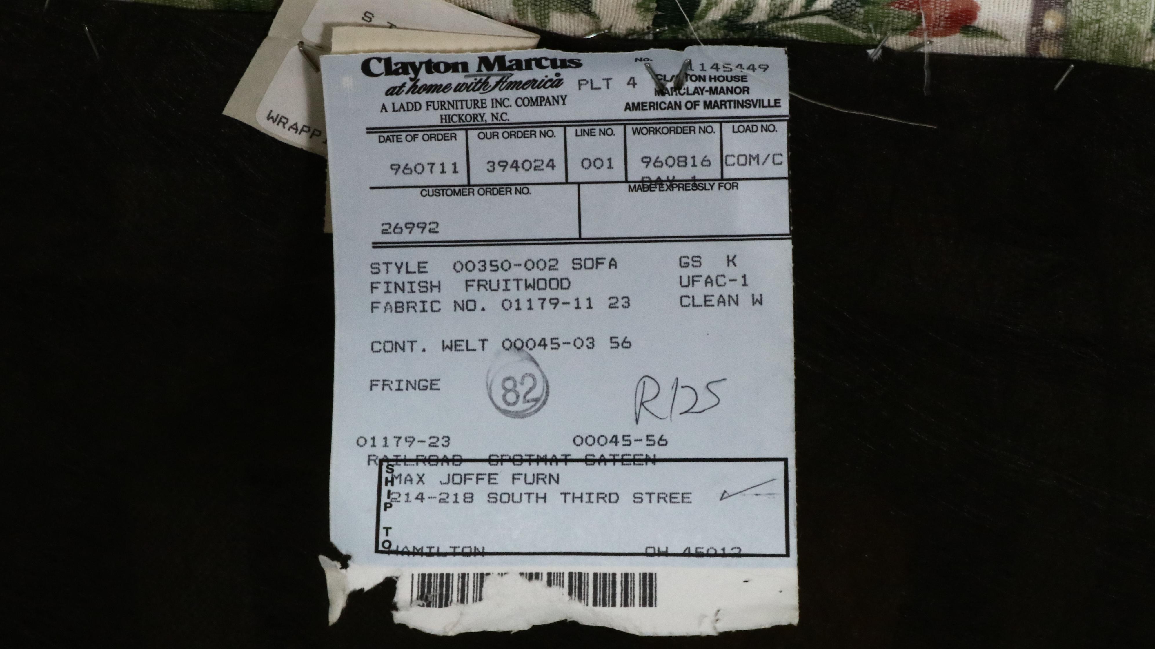 Clayton Marcus Floral-Upholstered Roll-Arm Sofa