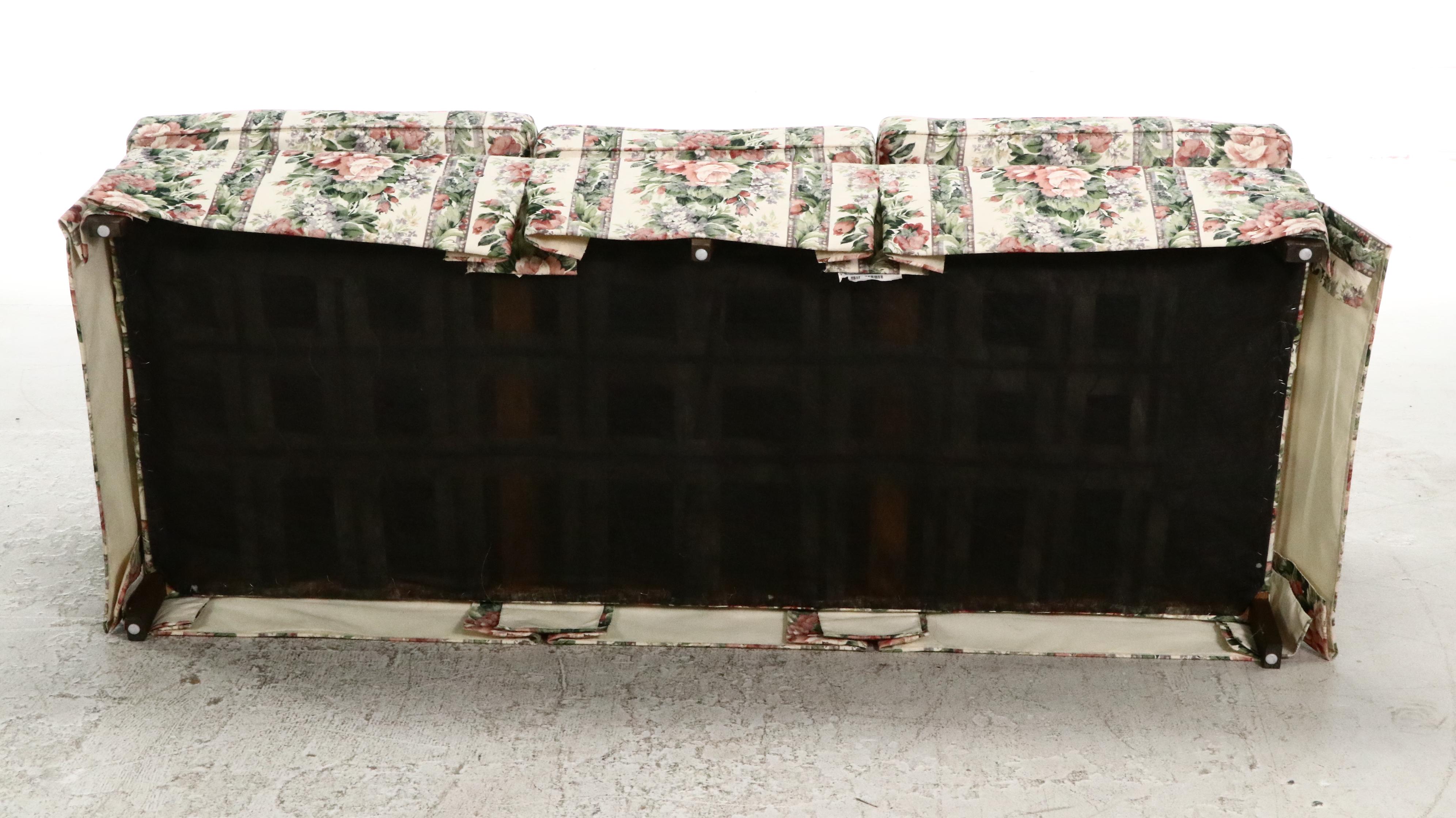 Clayton Marcus Floral-Upholstered Roll-Arm Sofa