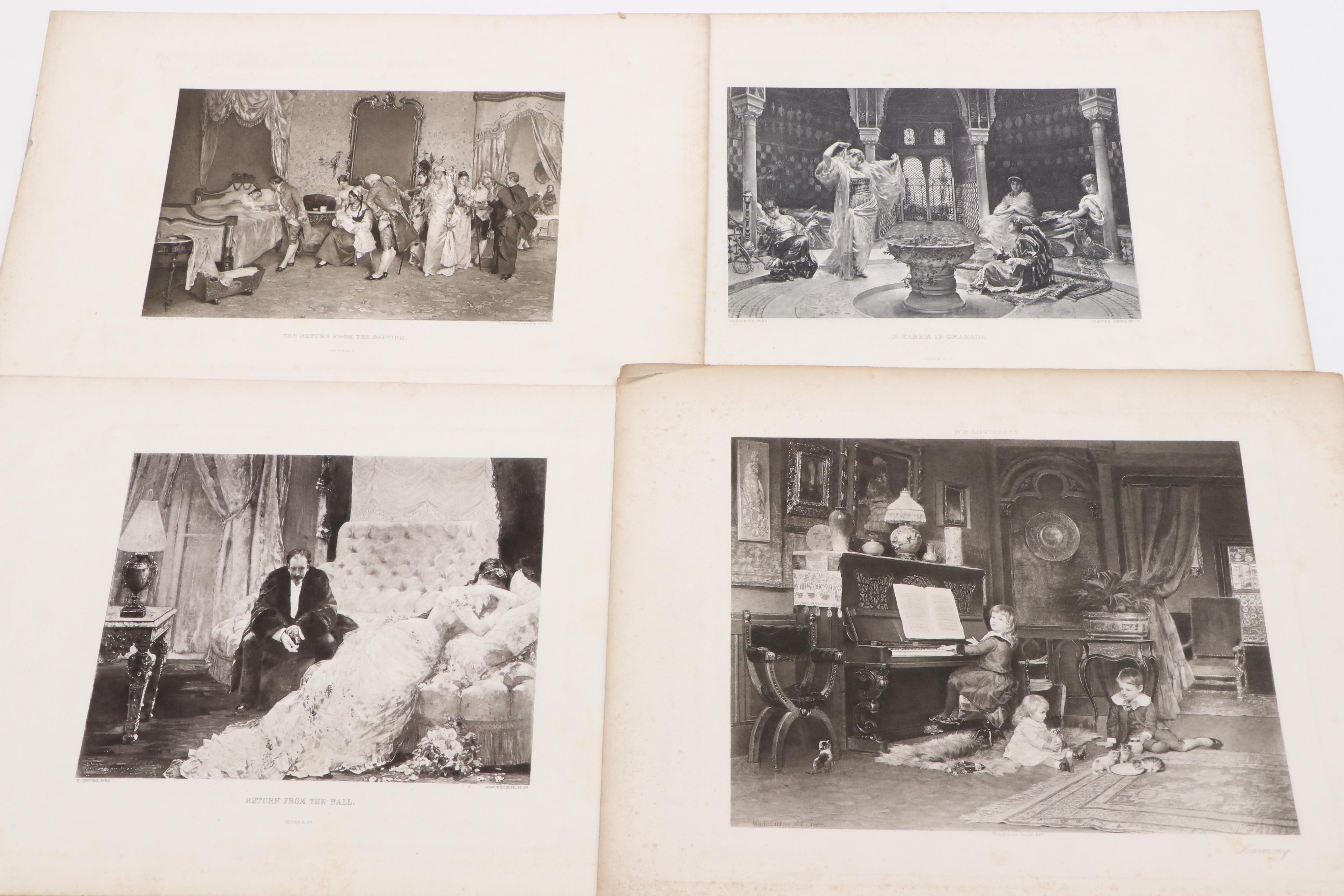 Lot of Photogravures After Various Artists, Late 19th or 20th Century