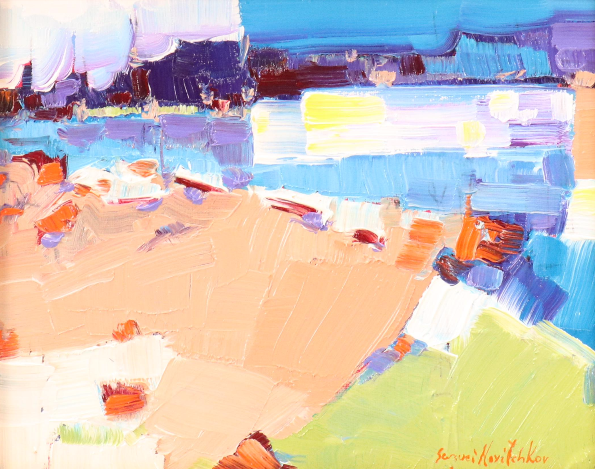 Serguei Novitchkov Stylized Oil Painting "Beach in Halftones," 2025