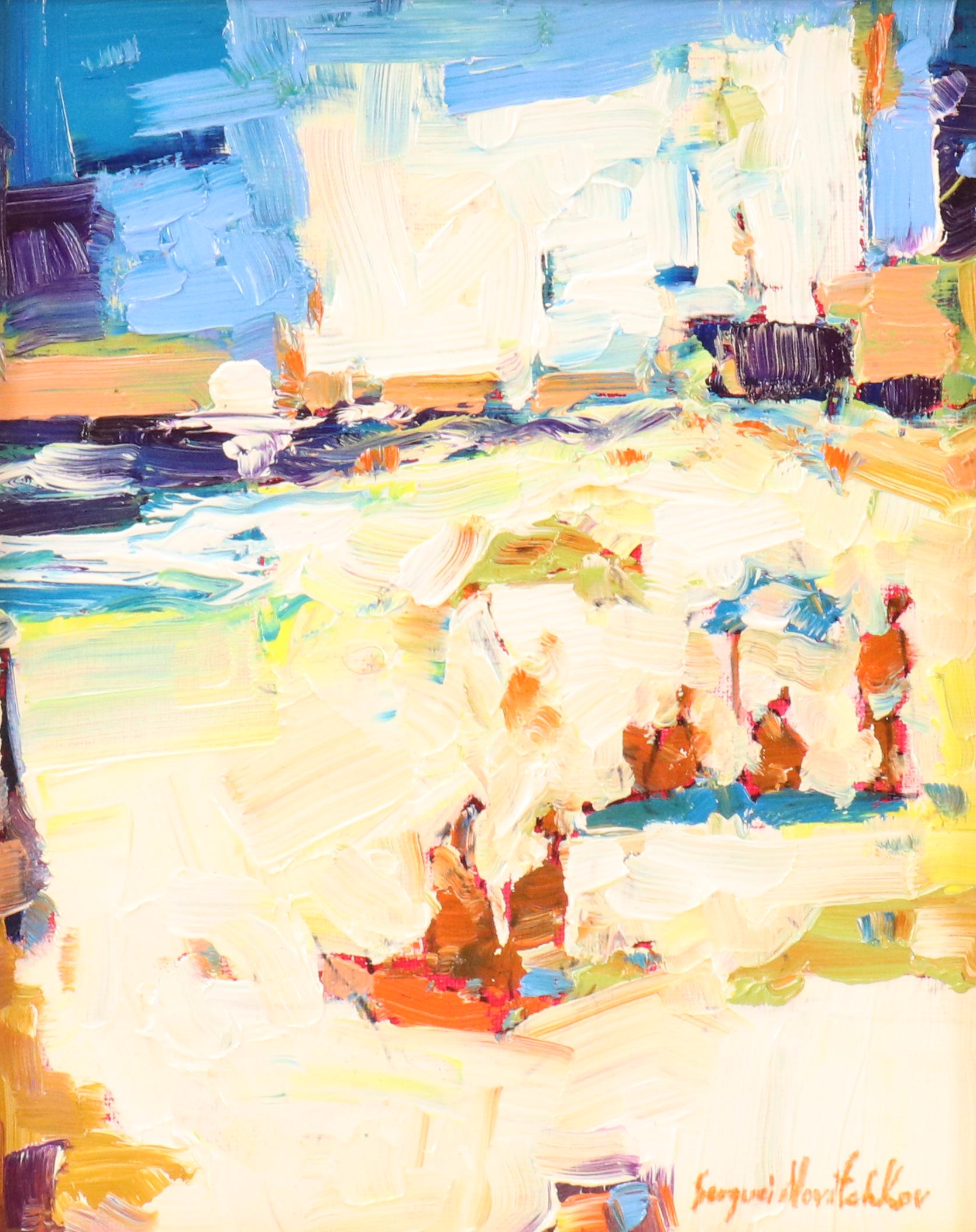 Serguei Novitchkov Stylized Oil Painting "Santa Monica Beach, California," 2025