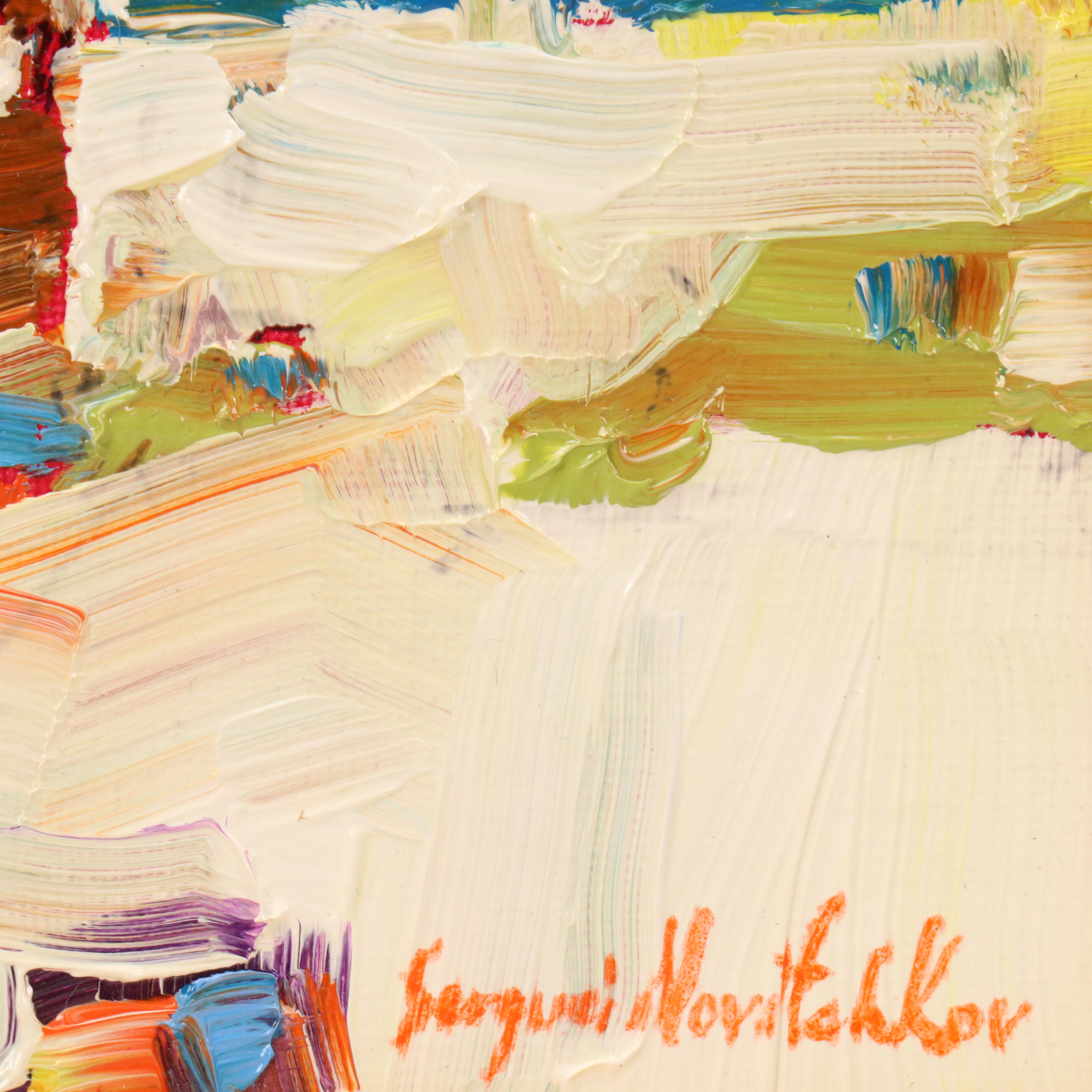 Serguei Novitchkov Stylized Oil Painting "Santa Monica Beach, California," 2025