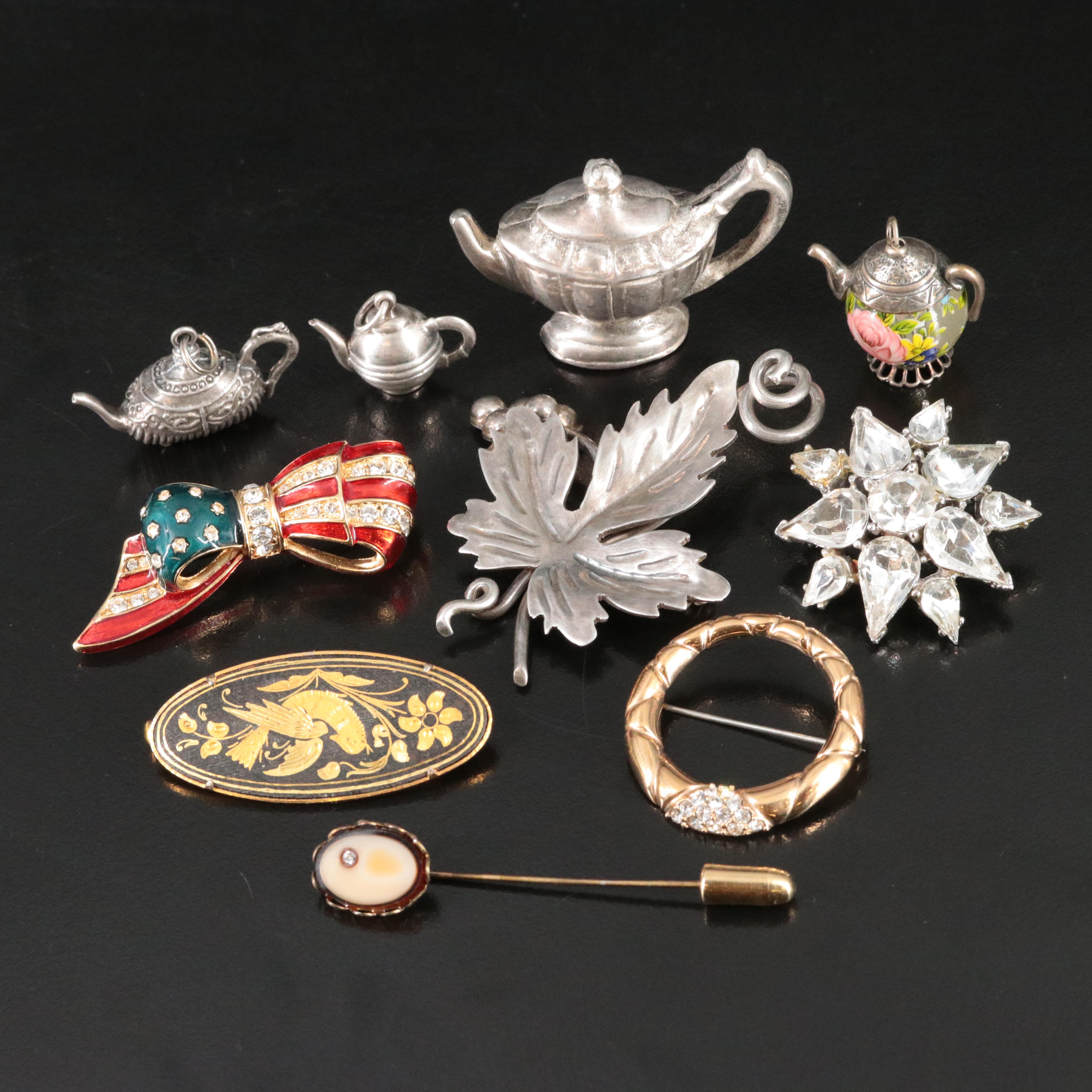 Jewelry Collection Including Krementz & Sterling Teapot Charm Pendants