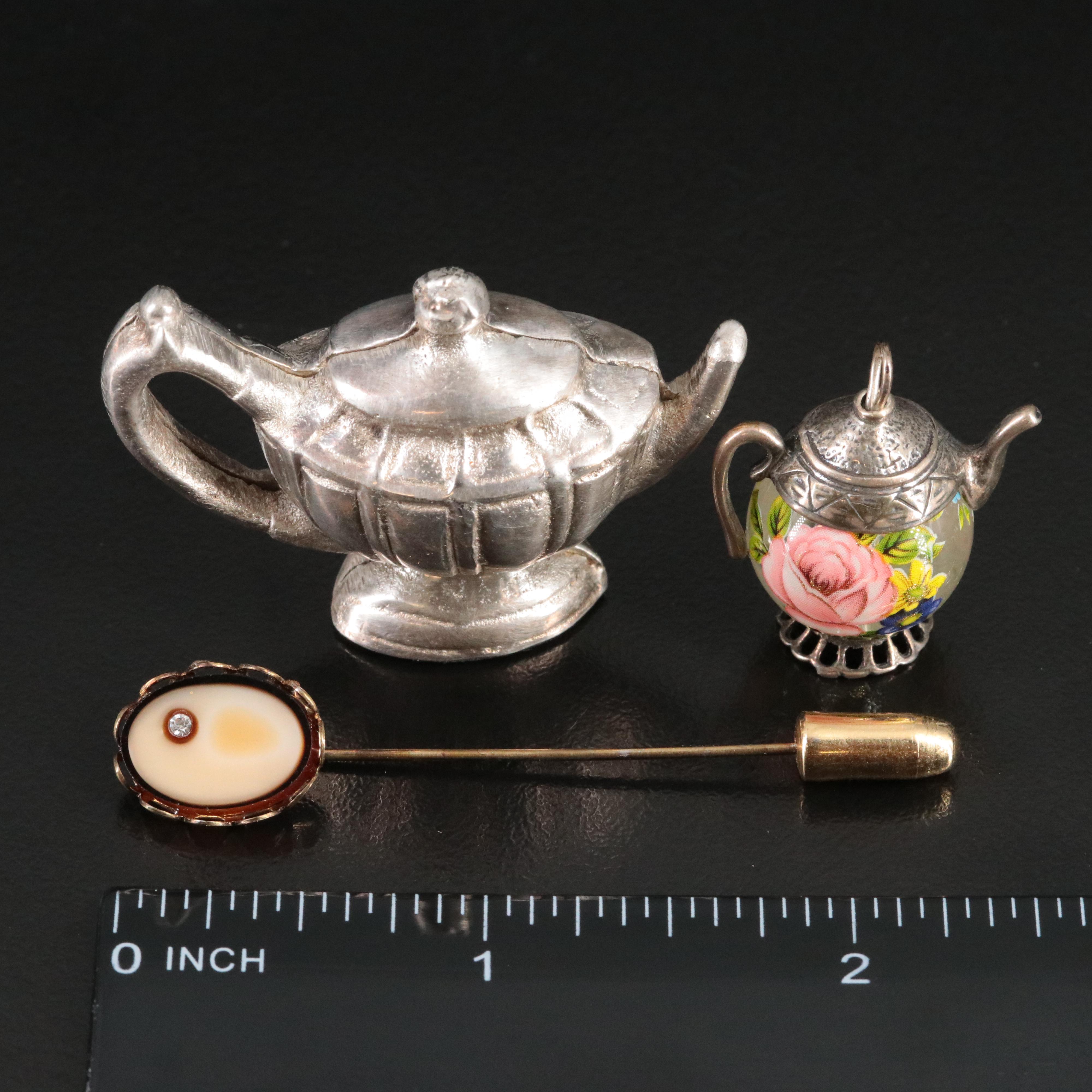 Jewelry Collection Including Krementz & Sterling Teapot Charm Pendants