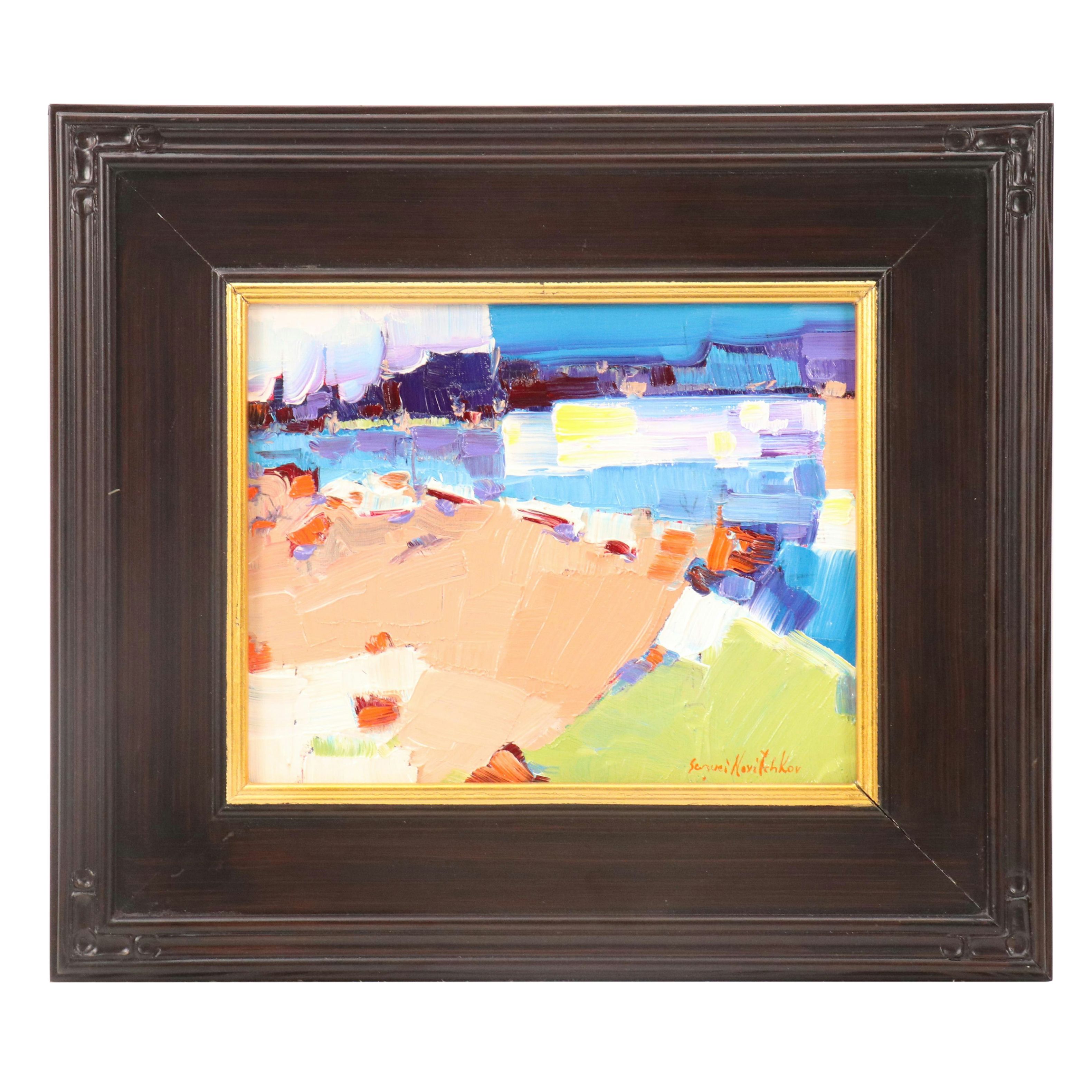 Serguei Novitchkov Stylized Oil Painting "Beach in Halftones," 2025