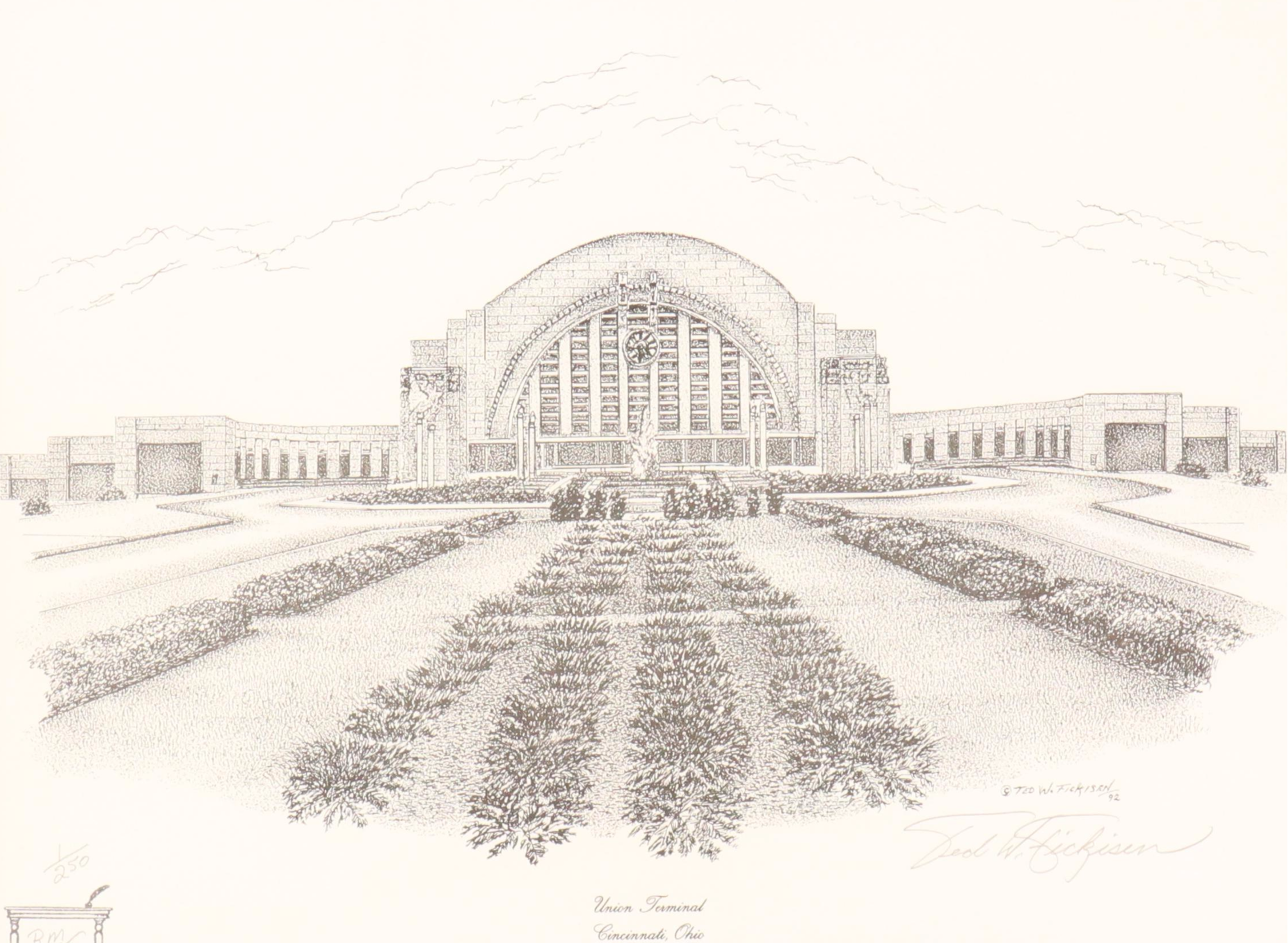Ted W. Fickisen Lithograph "Union Terminal," 1992