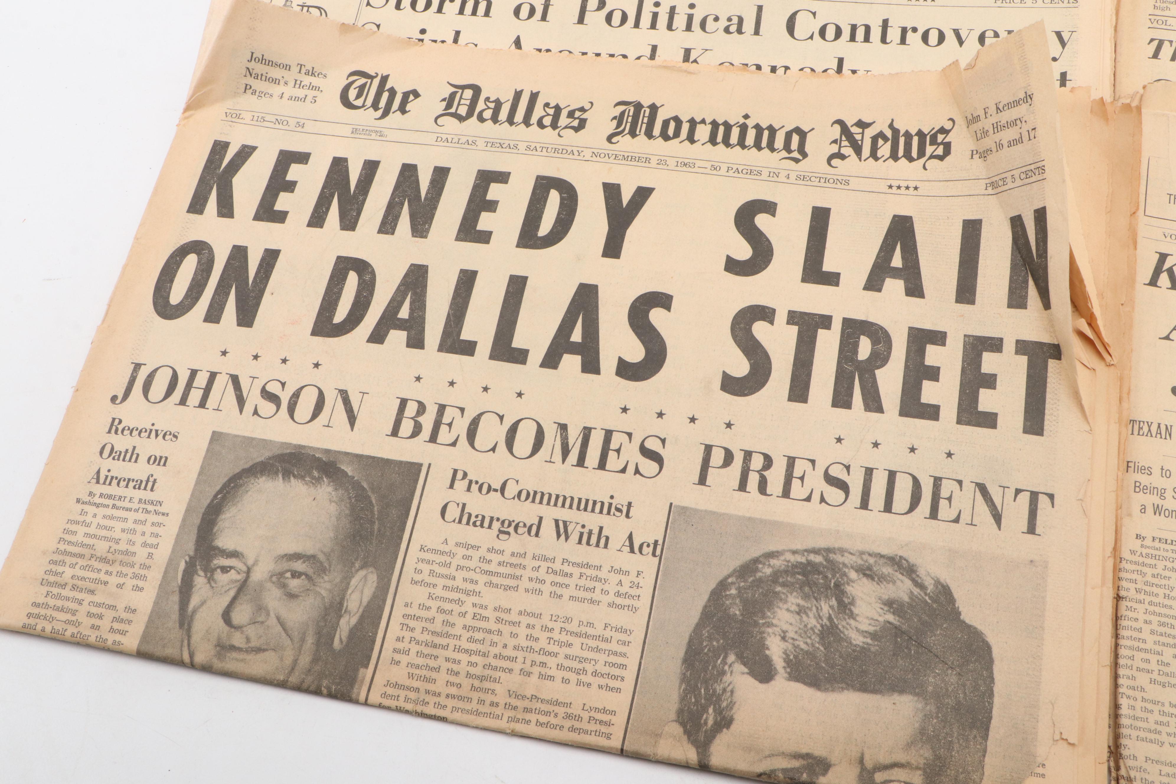 John F. Kennedy Assassination Newspapers with "Life" Magazine, Mid-20th Century