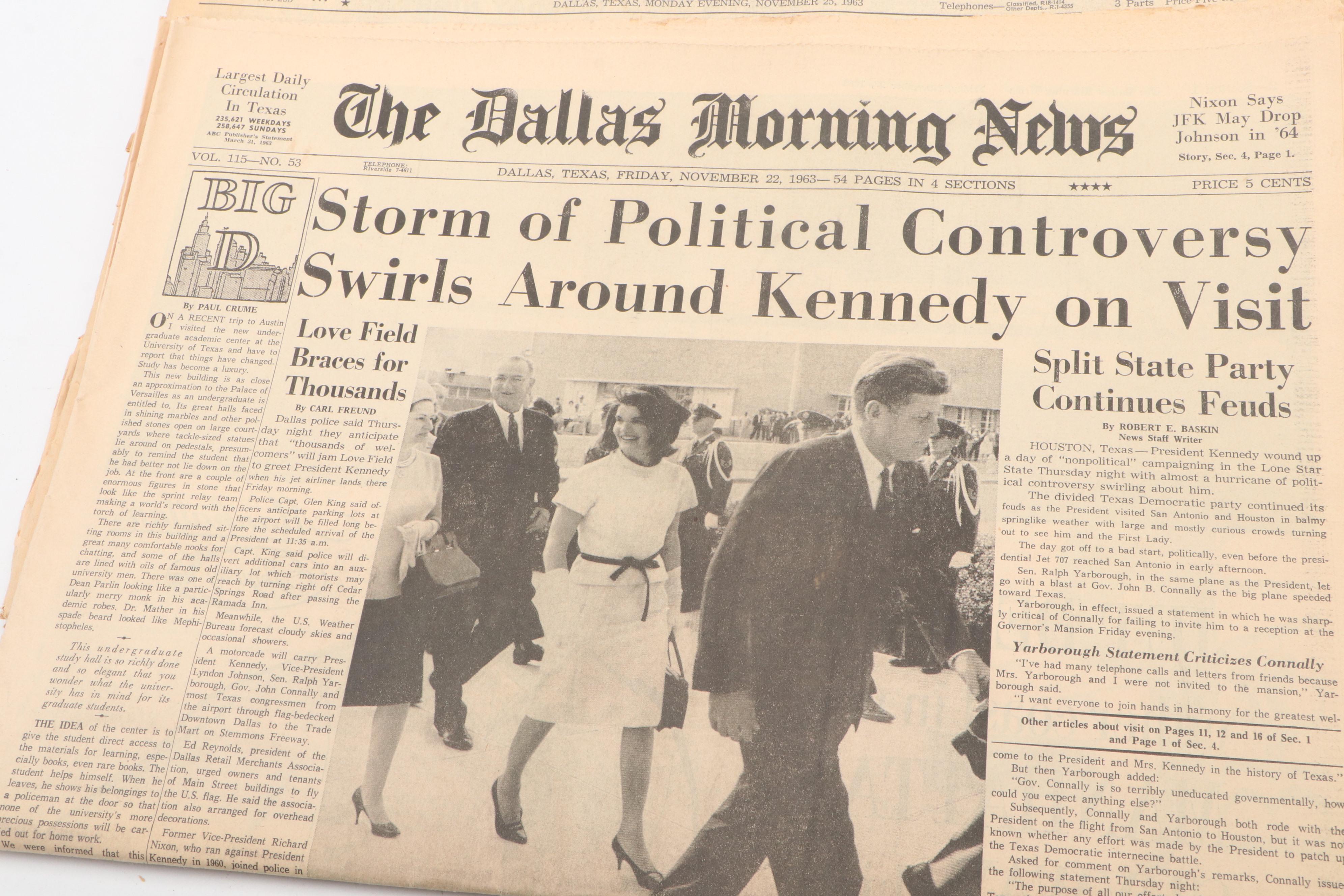 John F. Kennedy Assassination Newspapers with "Life" Magazine, Mid-20th Century