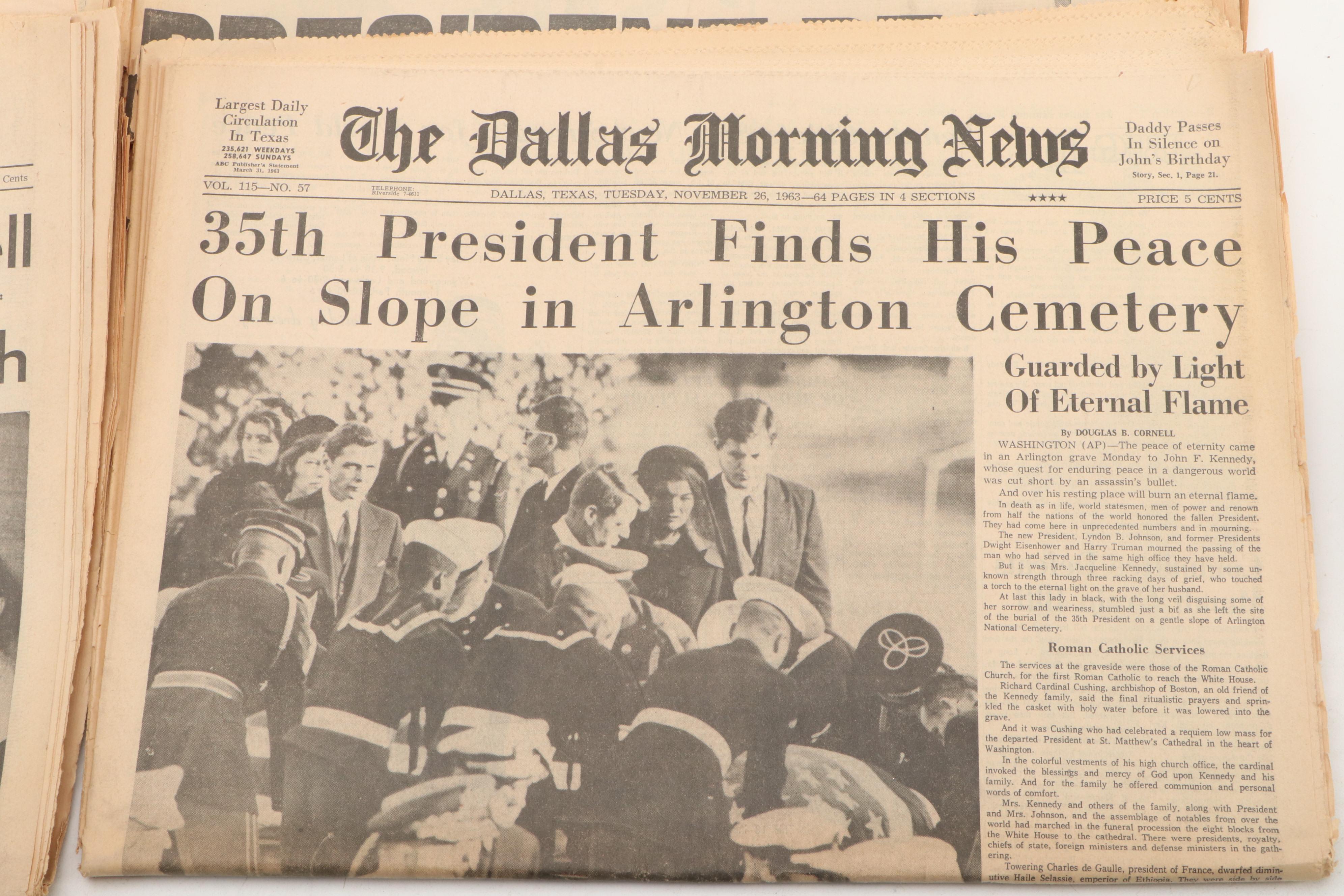 John F. Kennedy Assassination Newspapers with "Life" Magazine, Mid-20th Century