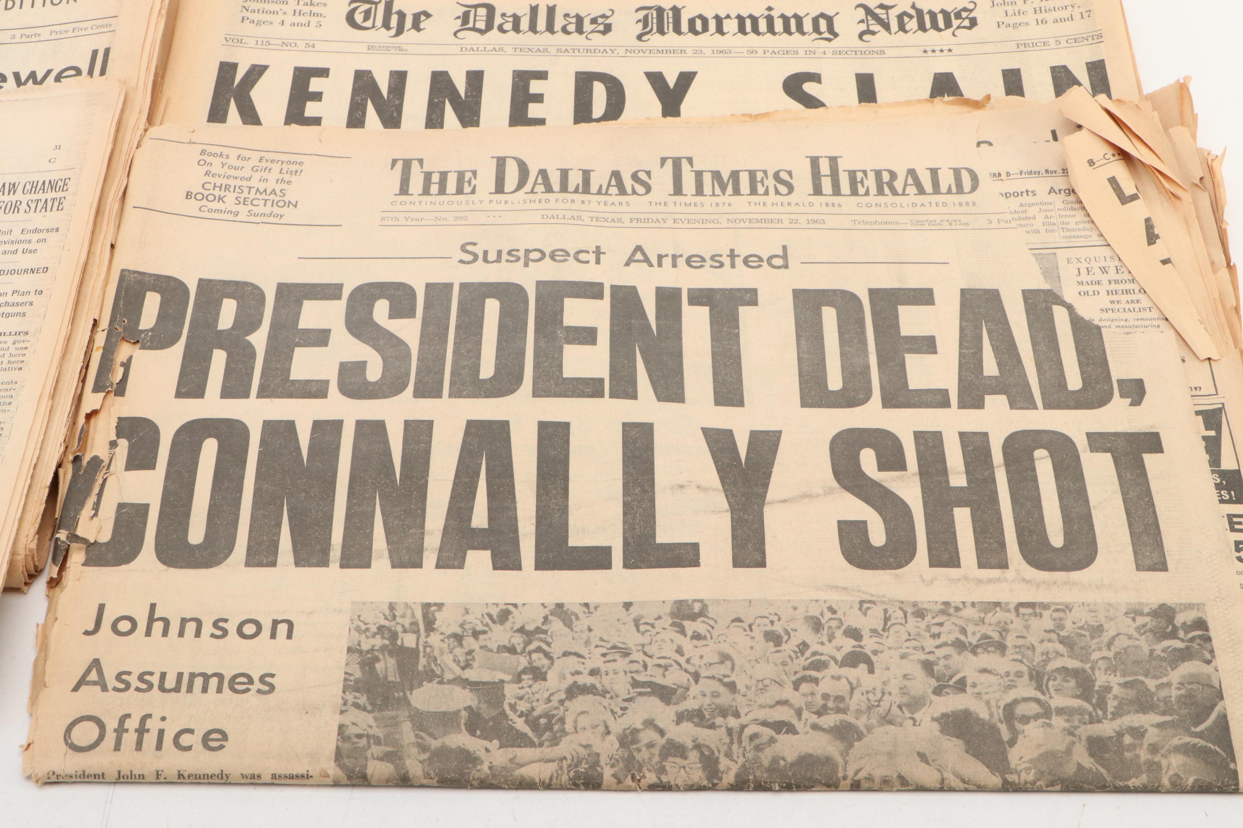 John F. Kennedy Assassination Newspapers with "Life" Magazine, Mid-20th Century