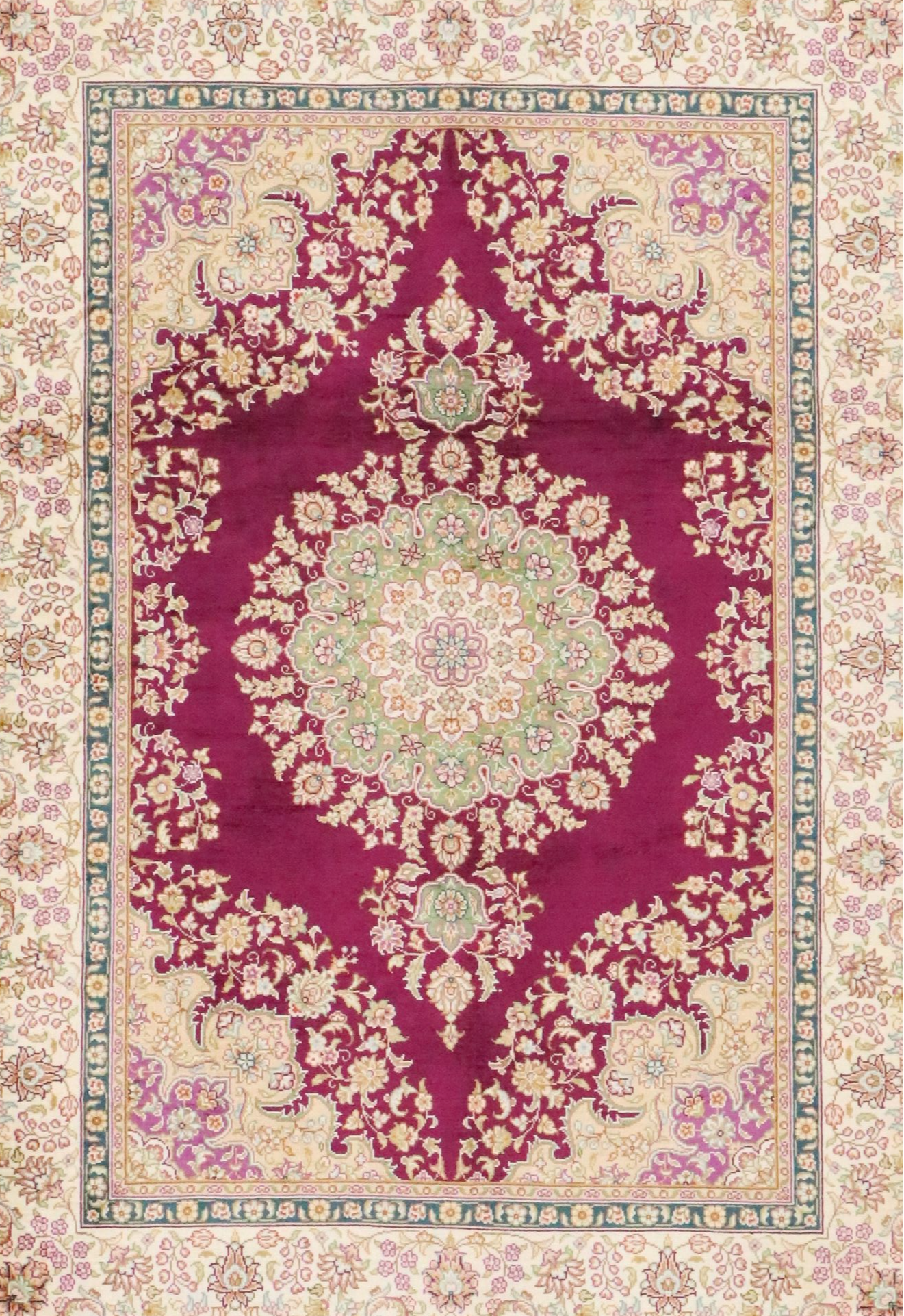 3'6 x 5'7 Hand-Knotted Persian Qom Silk Area Rug