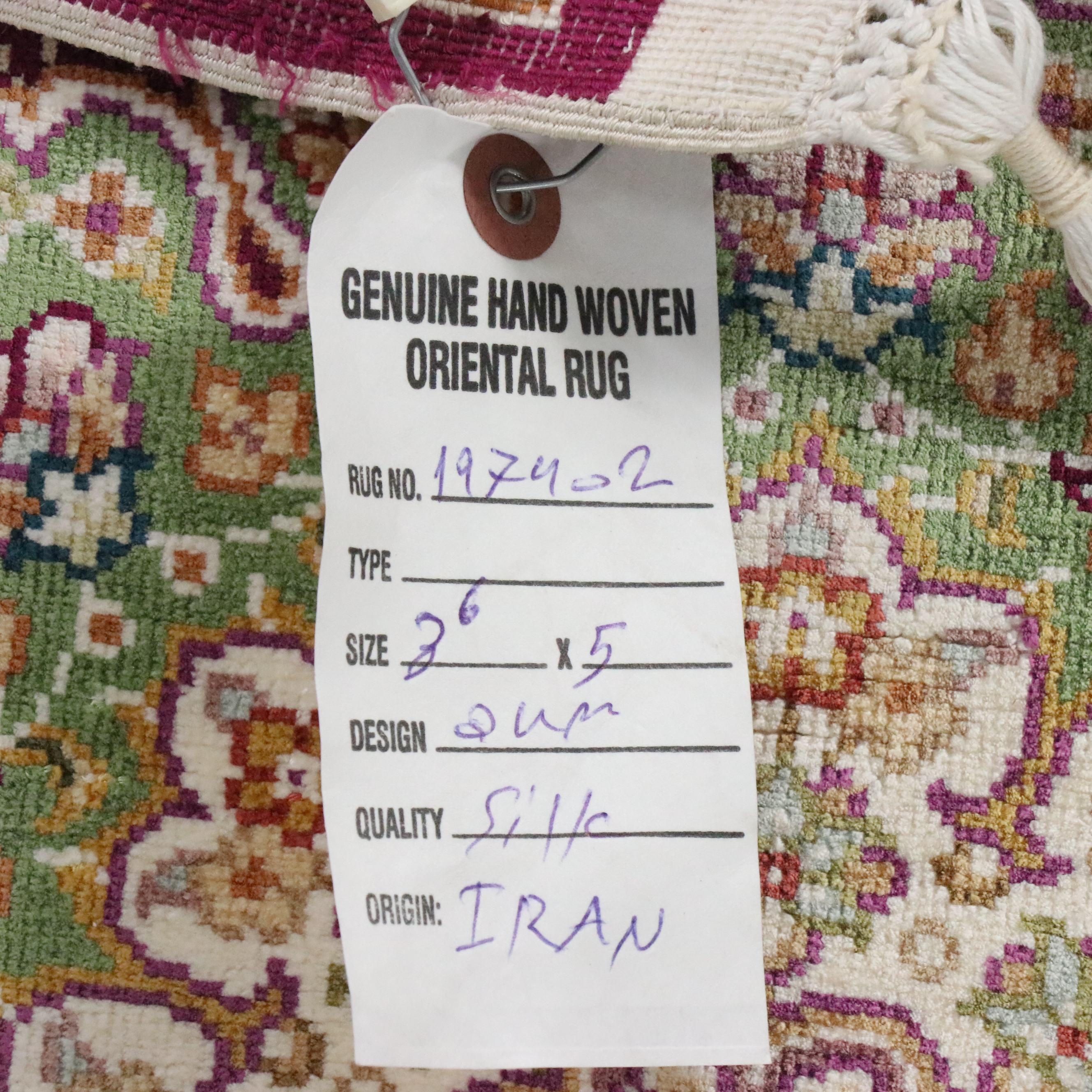 3'6 x 5'7 Hand-Knotted Persian Qom Silk Area Rug