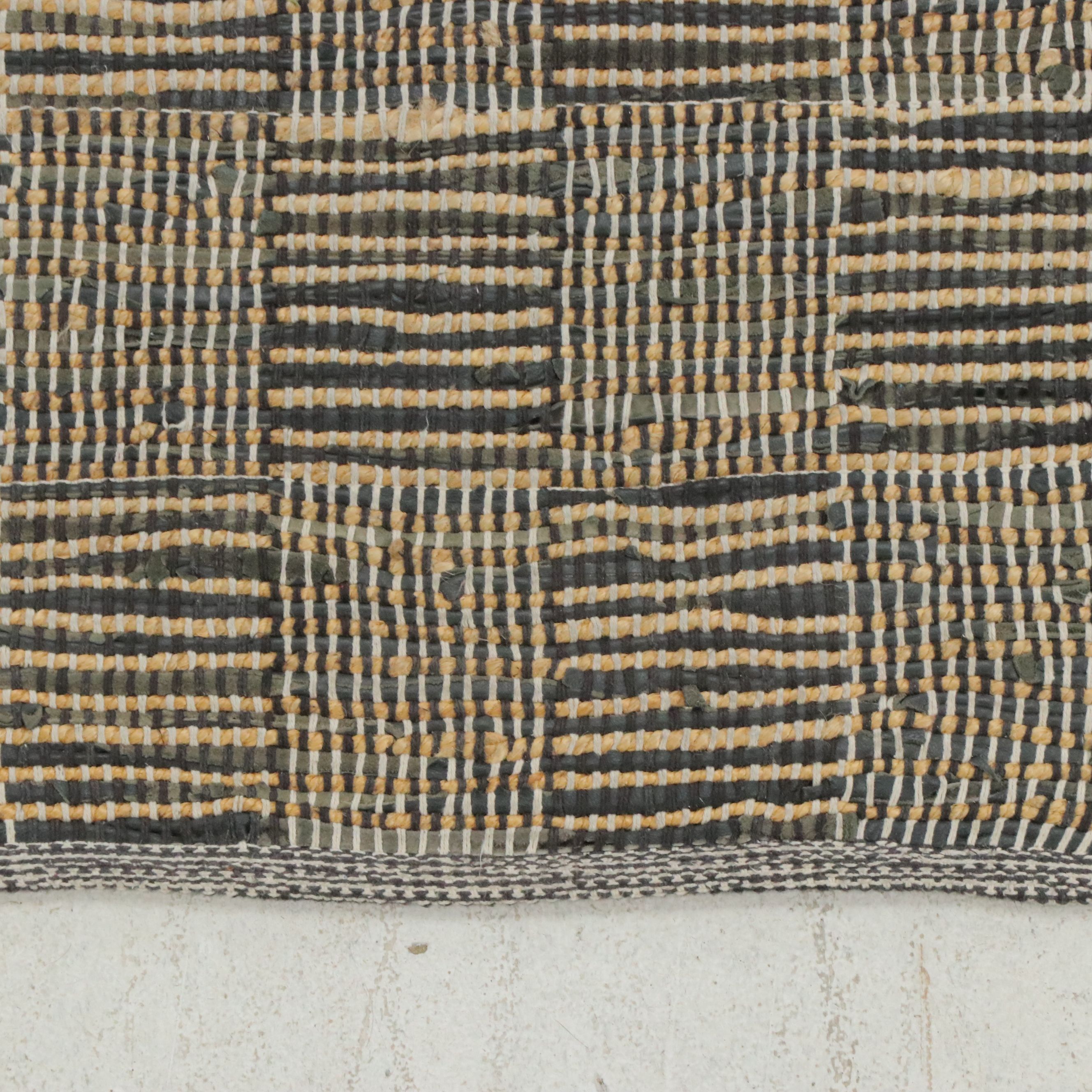 1'9 x 3' Handwoven Mixed Fiber Striped Check Accent Rug