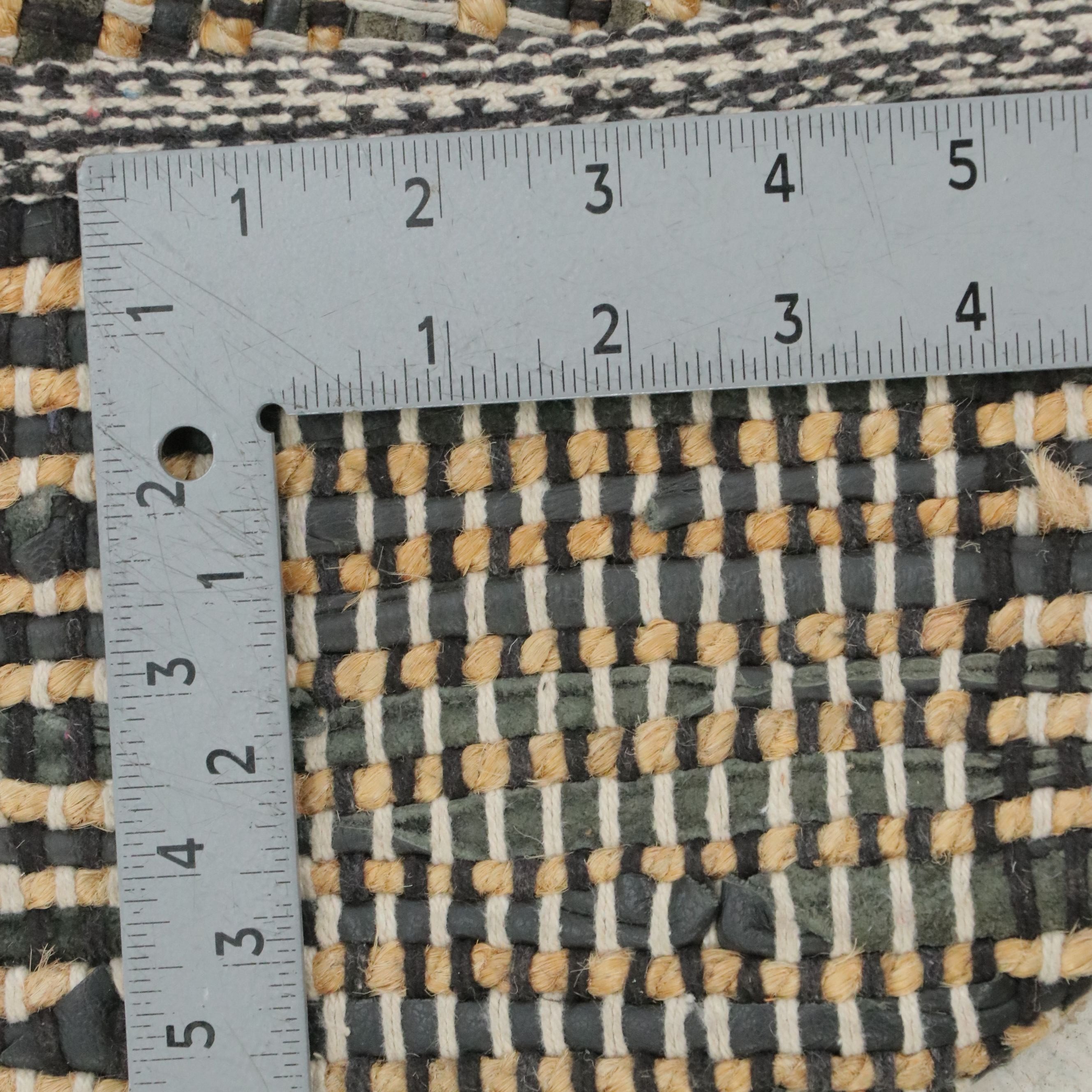 1'9 x 3' Handwoven Mixed Fiber Striped Check Accent Rug