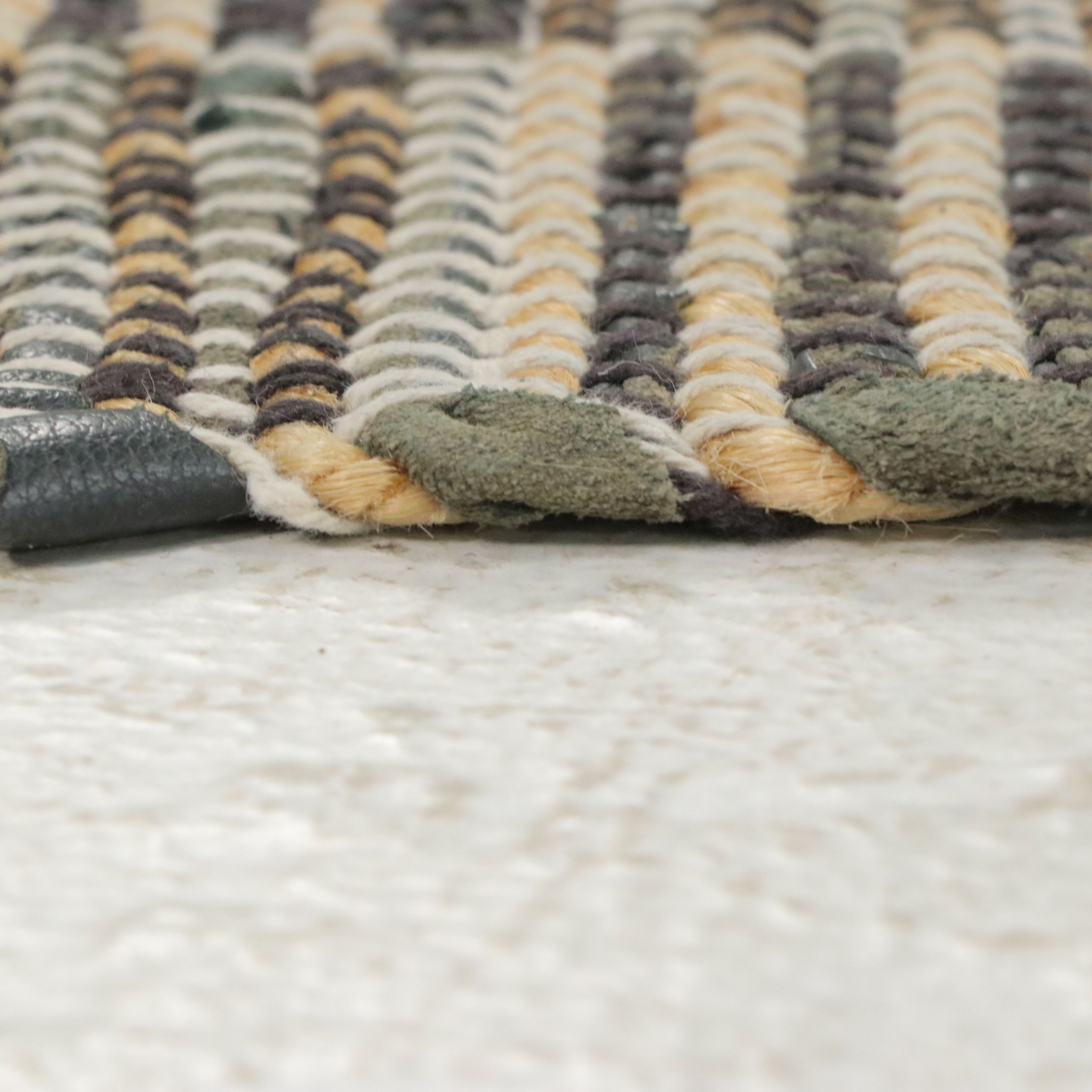 1'9 x 3' Handwoven Mixed Fiber Striped Check Accent Rug