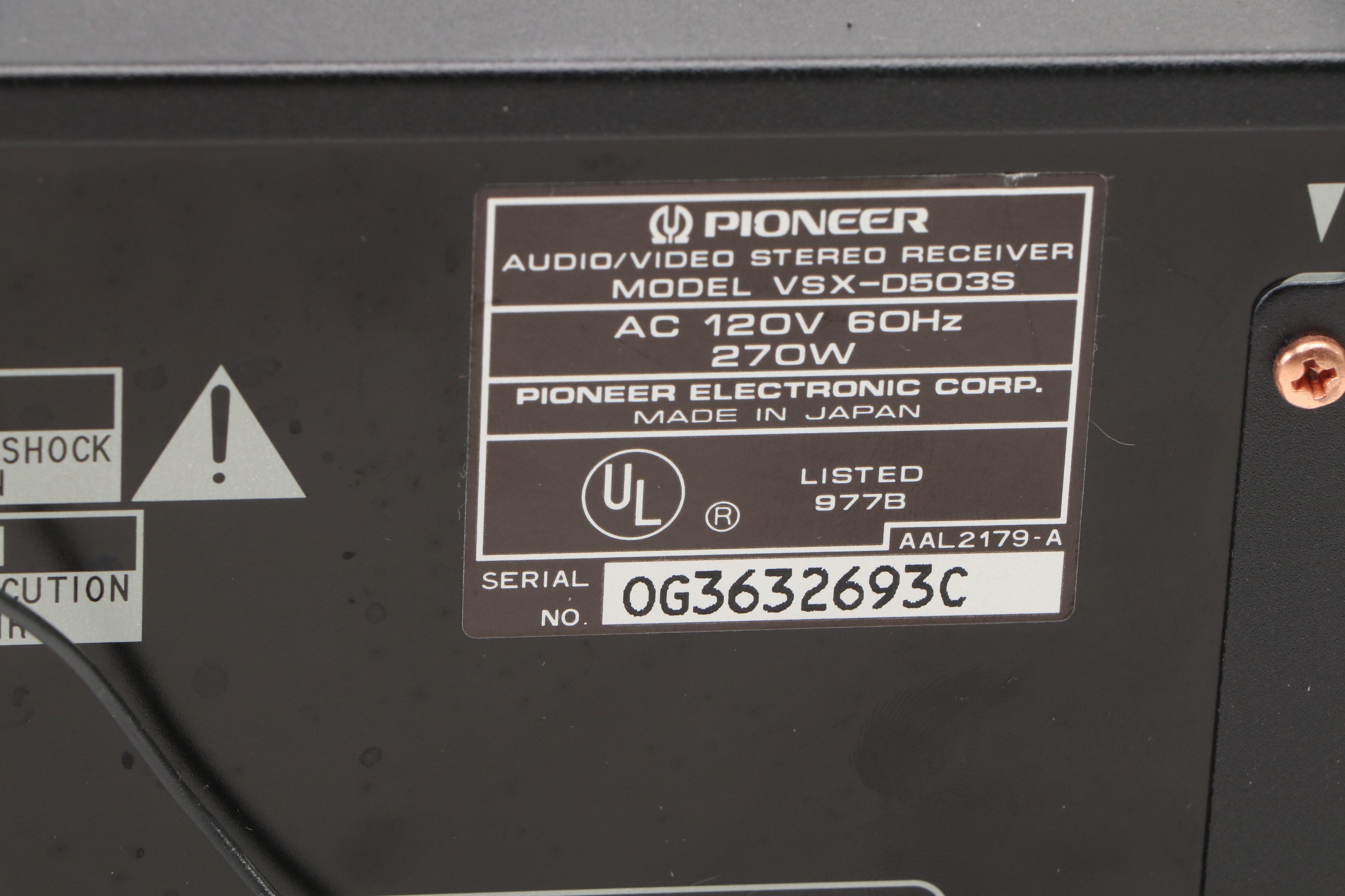 Pioneer Audio/Video Stereo Receiver with Toshiba DVD/CD Player