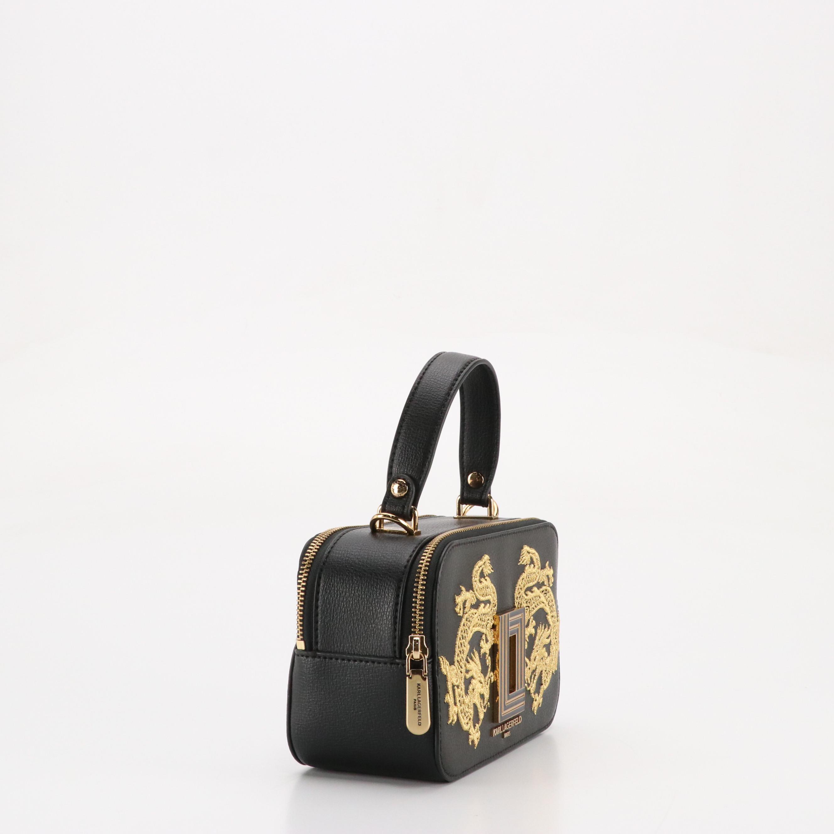 Karl Lagerfeld Paris Simone Crossbody Camera Bag in Dragon Embroidered Leather