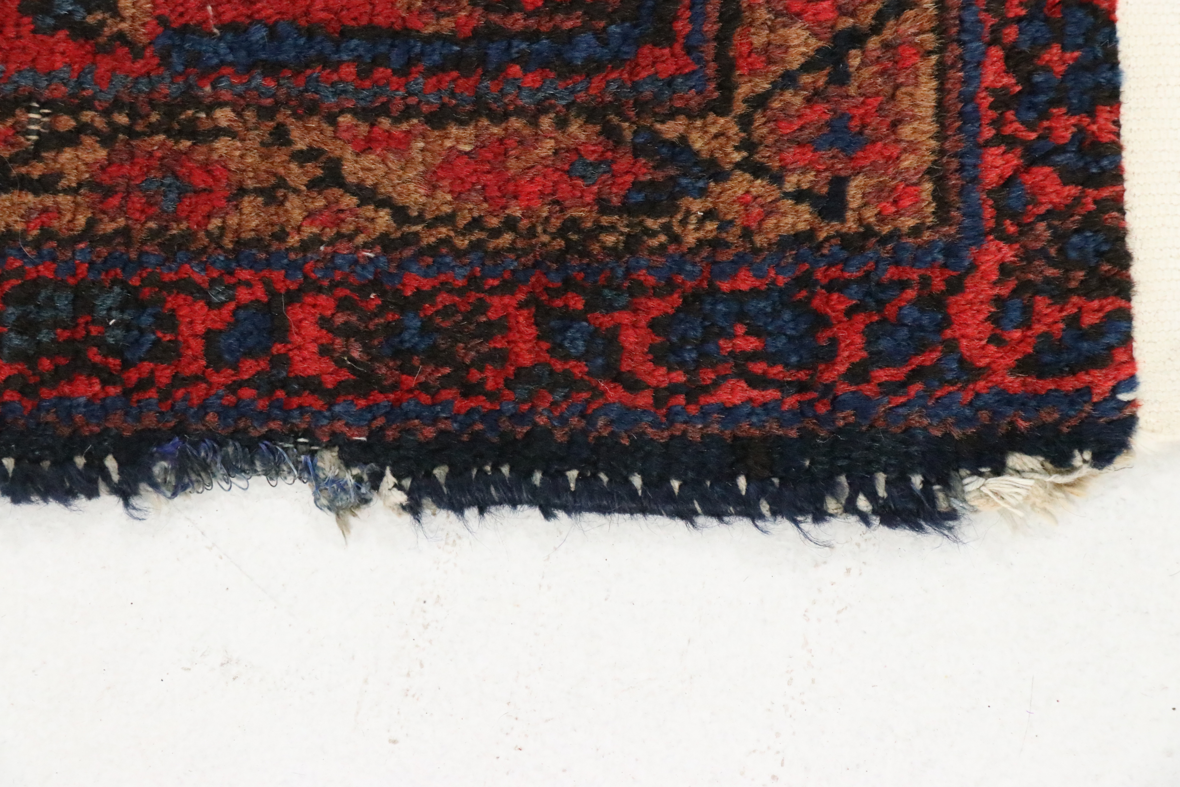 3'8 x 17'1 Hand-Knotted Persian Hamadan Carpet Runner Long Rug