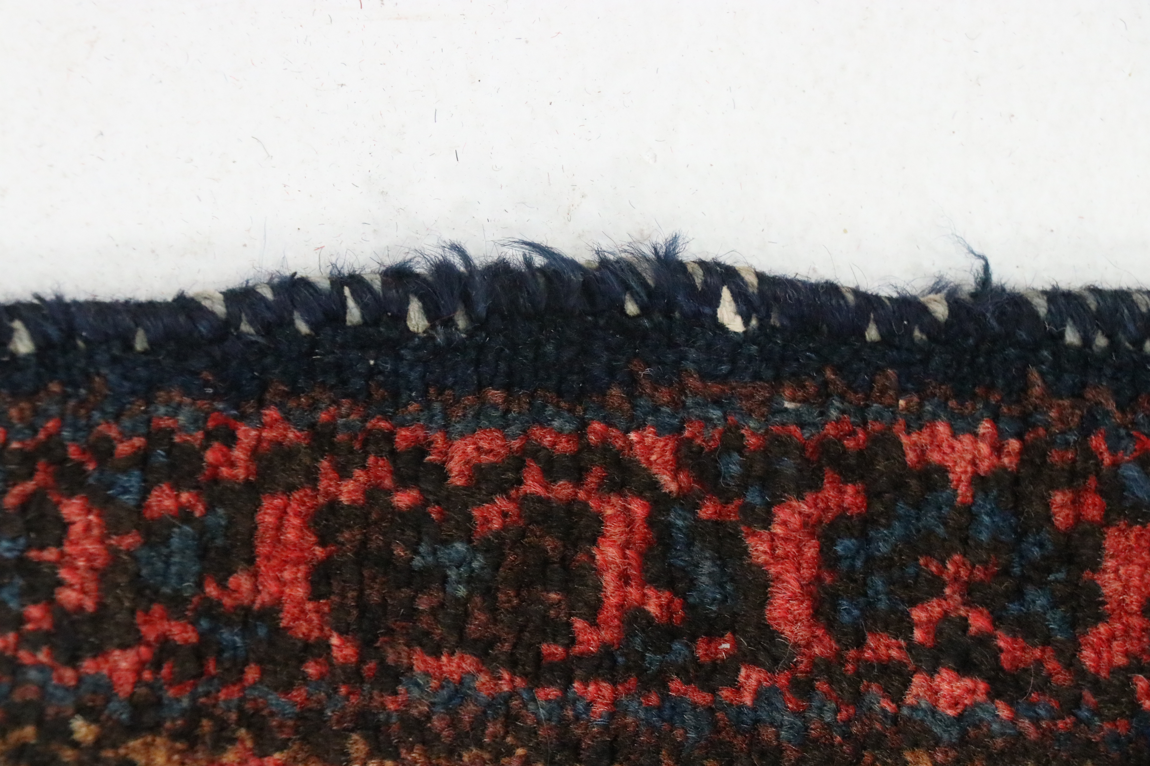 3'8 x 17'1 Hand-Knotted Persian Hamadan Carpet Runner Long Rug