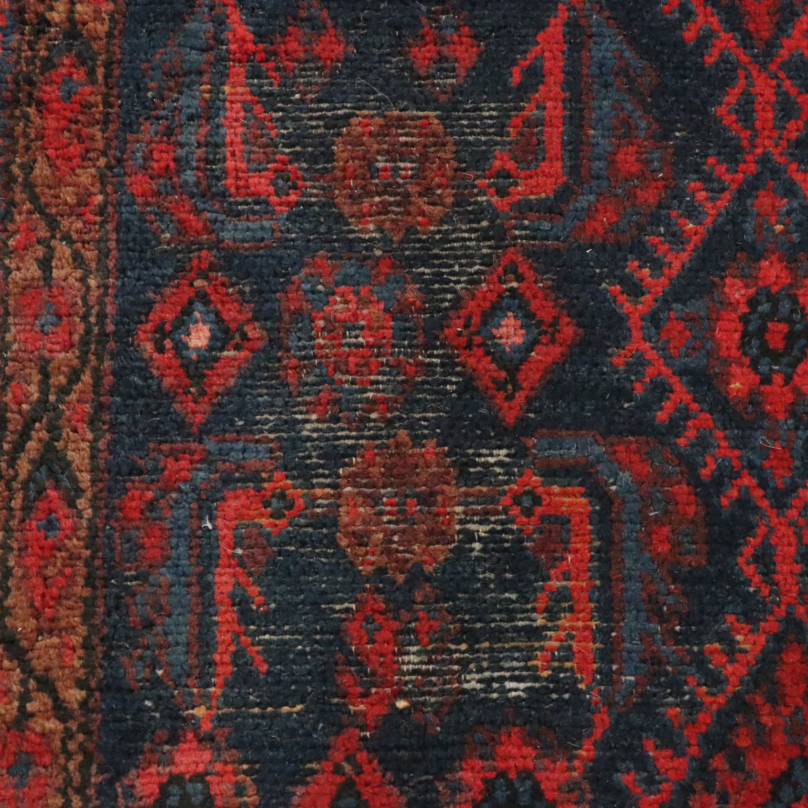 3'8 x 17'1 Hand-Knotted Persian Hamadan Carpet Runner Long Rug