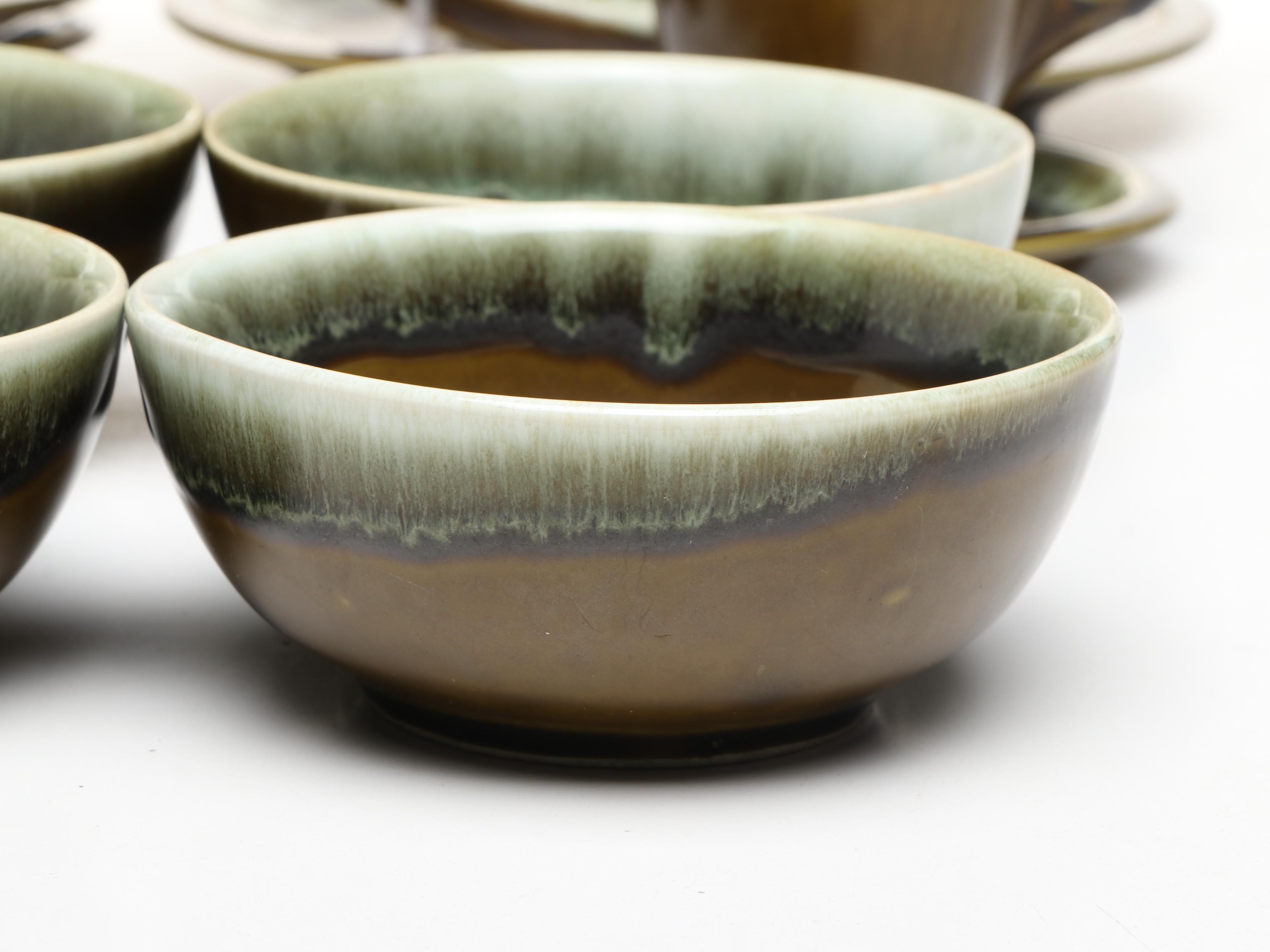 Pfaltzgraff Mid Century Modern Style "Copper Green" Stoneware Dinnerwar