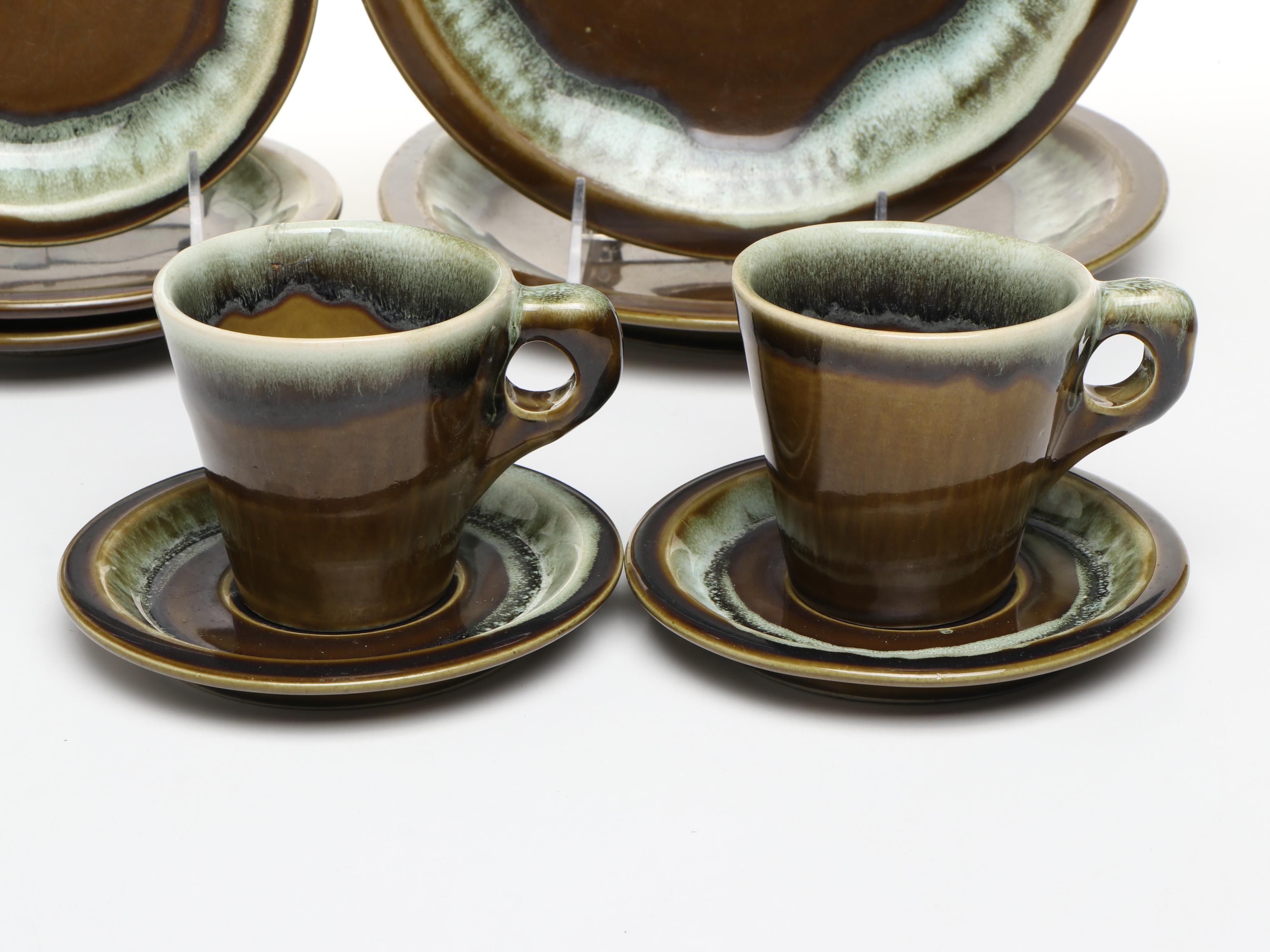 Pfaltzgraff Mid Century Modern Style "Copper Green" Stoneware Dinnerwar