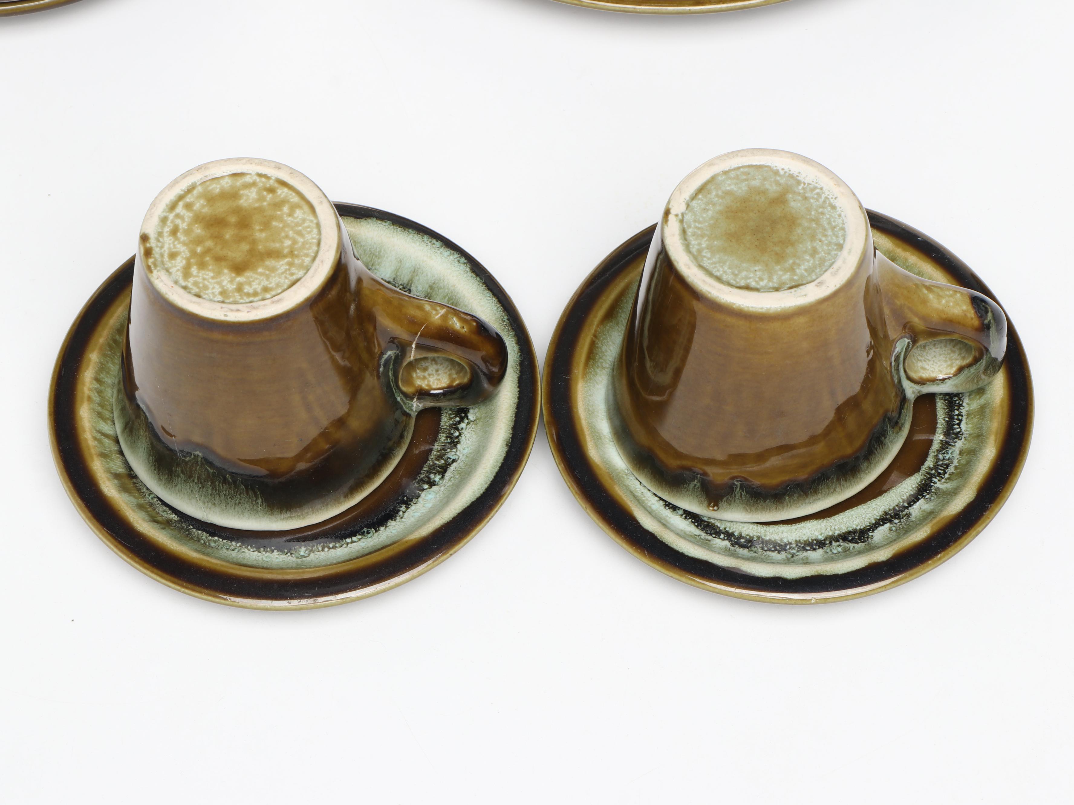 Pfaltzgraff Mid Century Modern Style "Copper Green" Stoneware Dinnerwar