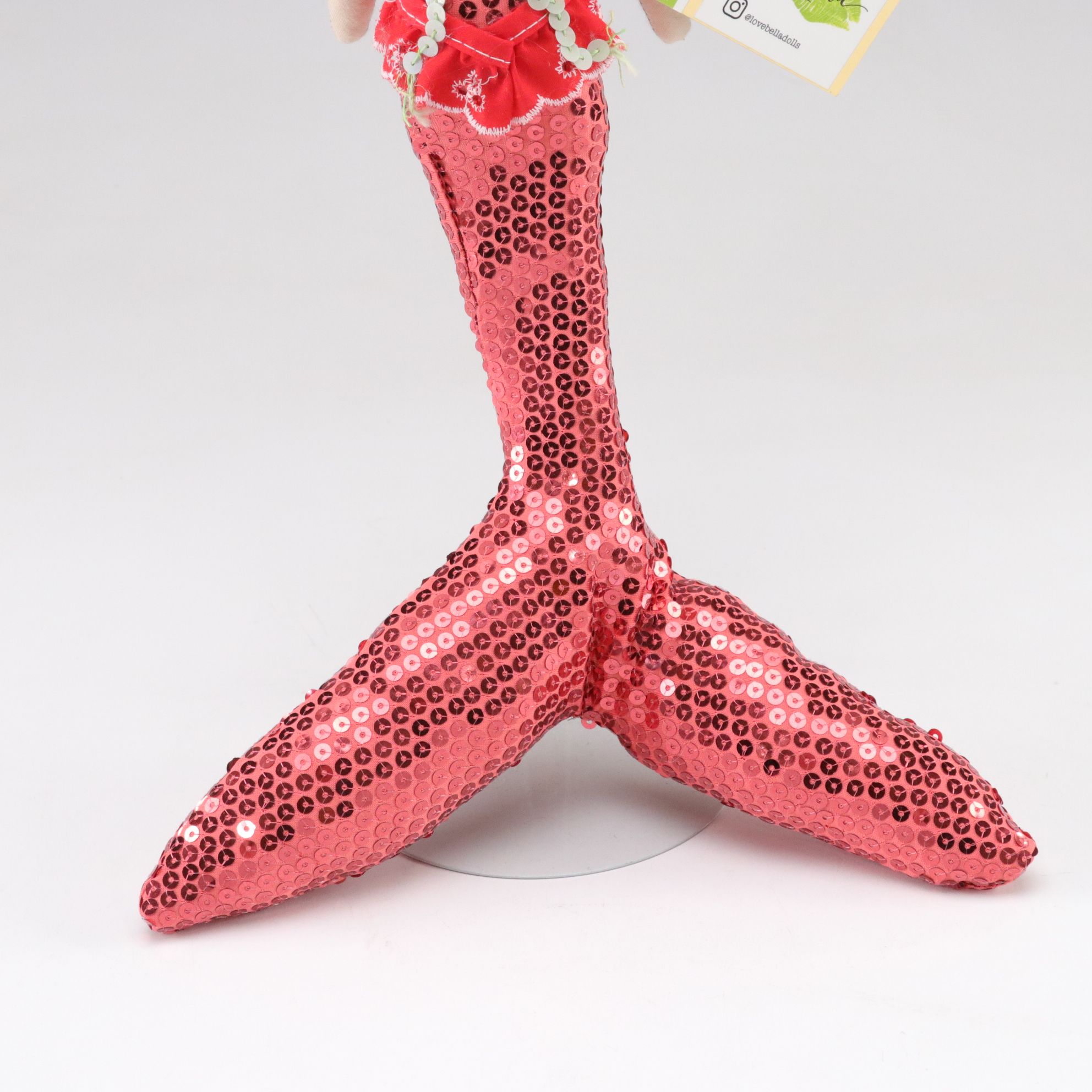 Hand-Made Sequin Coral Pink Mermaid Doll by Love Bella Dolls