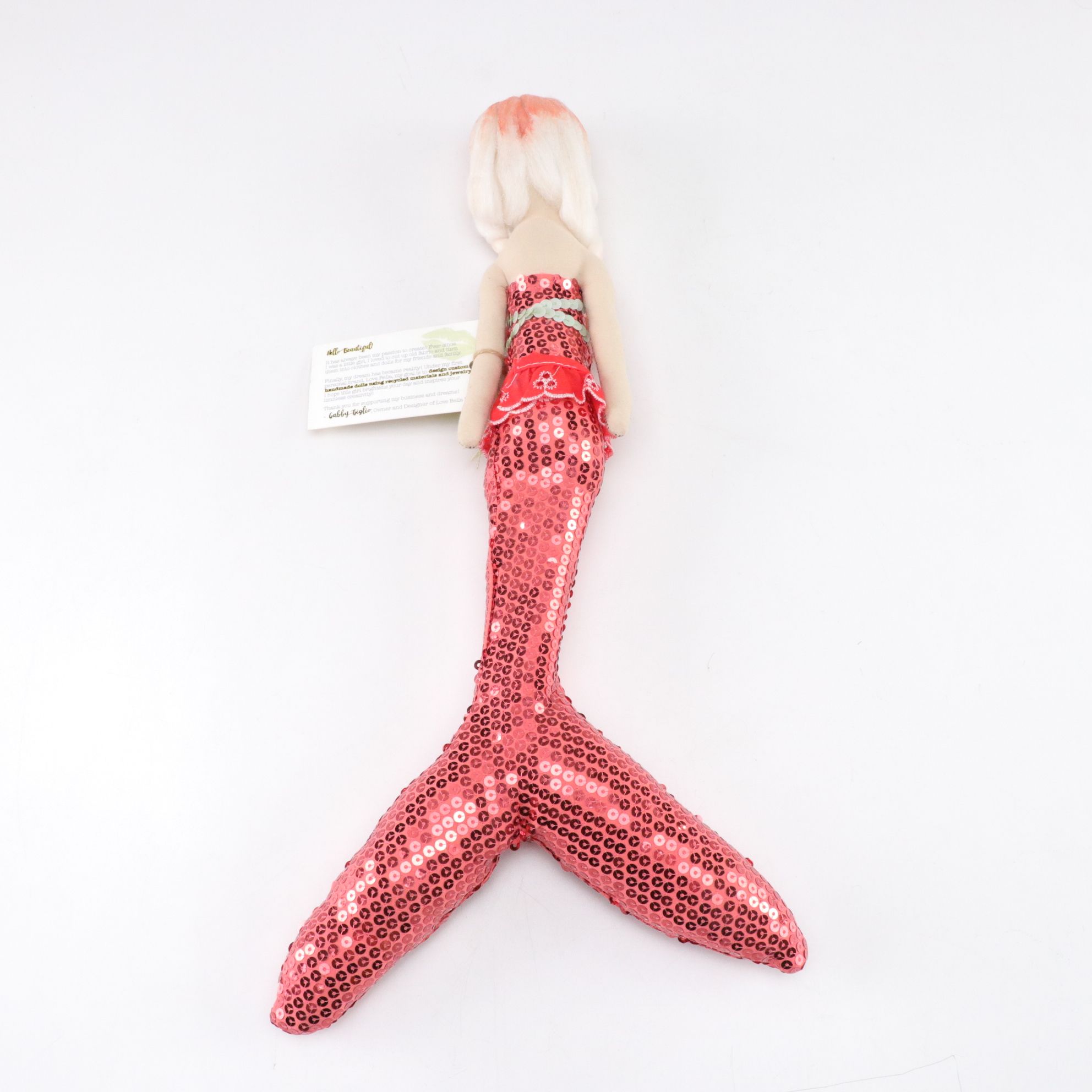 Hand-Made Sequin Coral Pink Mermaid Doll by Love Bella Dolls