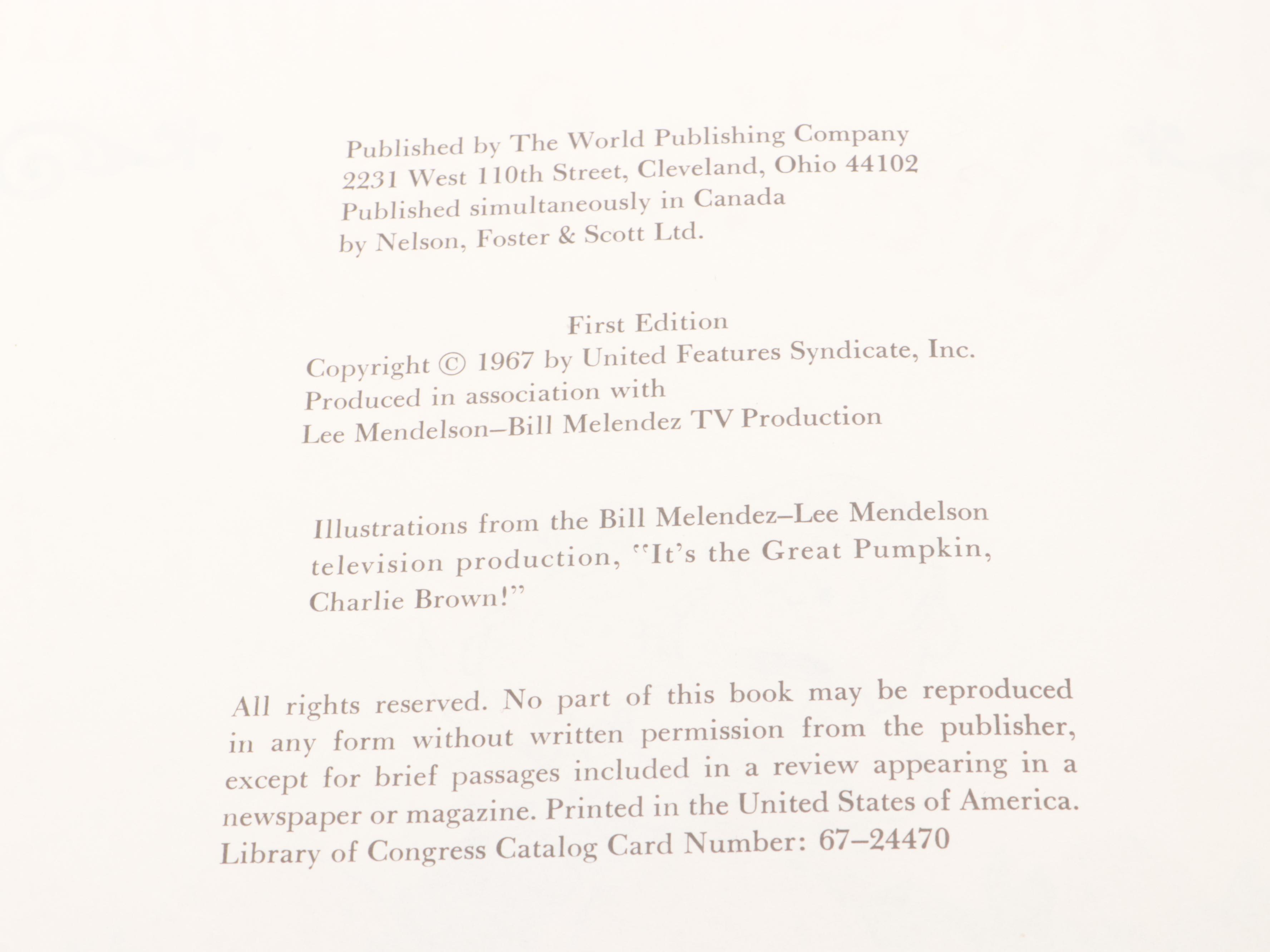 First Edition "It's The Great Pumpkin, Charlie Brown" by Charles M. Schulz, 1967