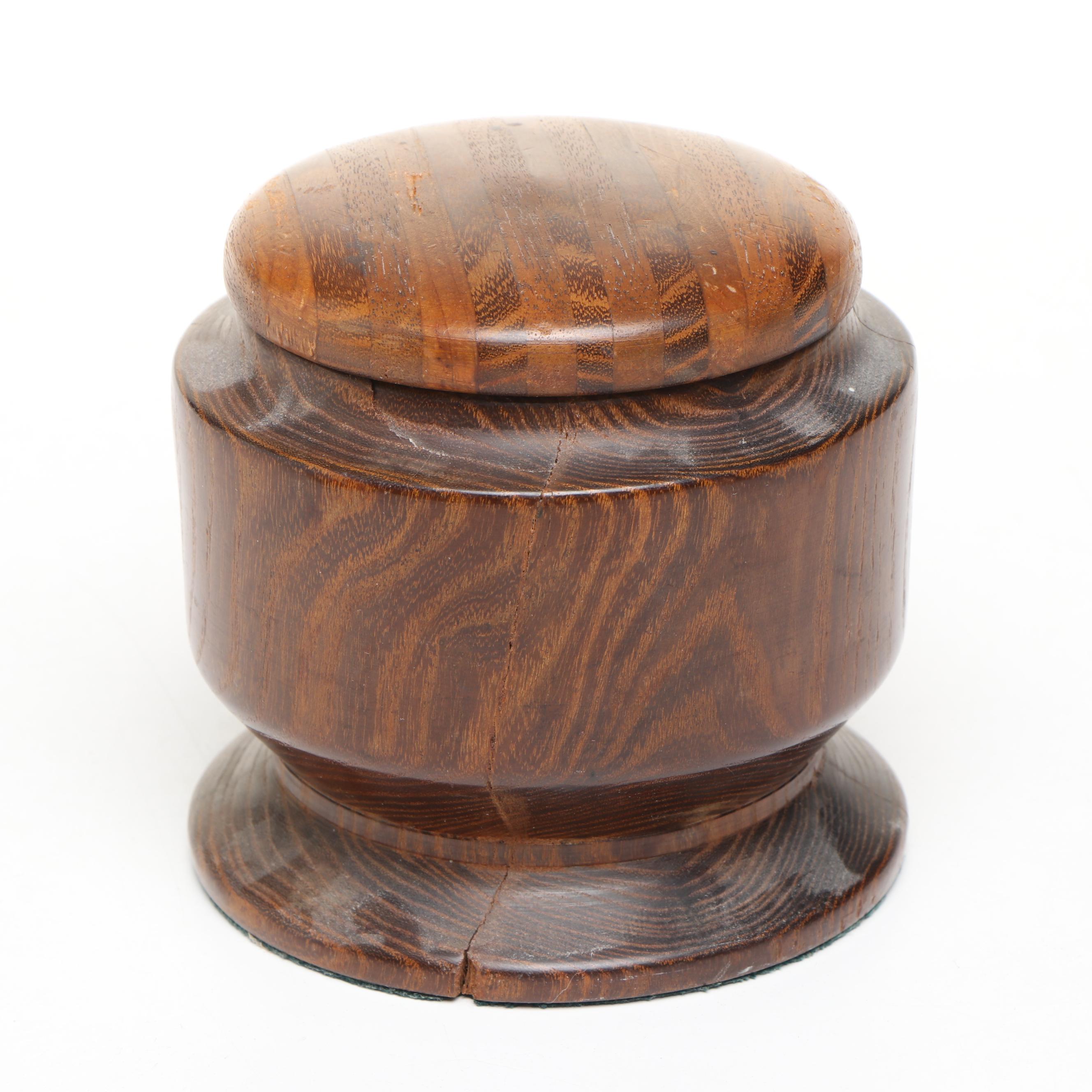 Turned Wood and Segmented Walnut Lidded Pedestal Bowl with Vase