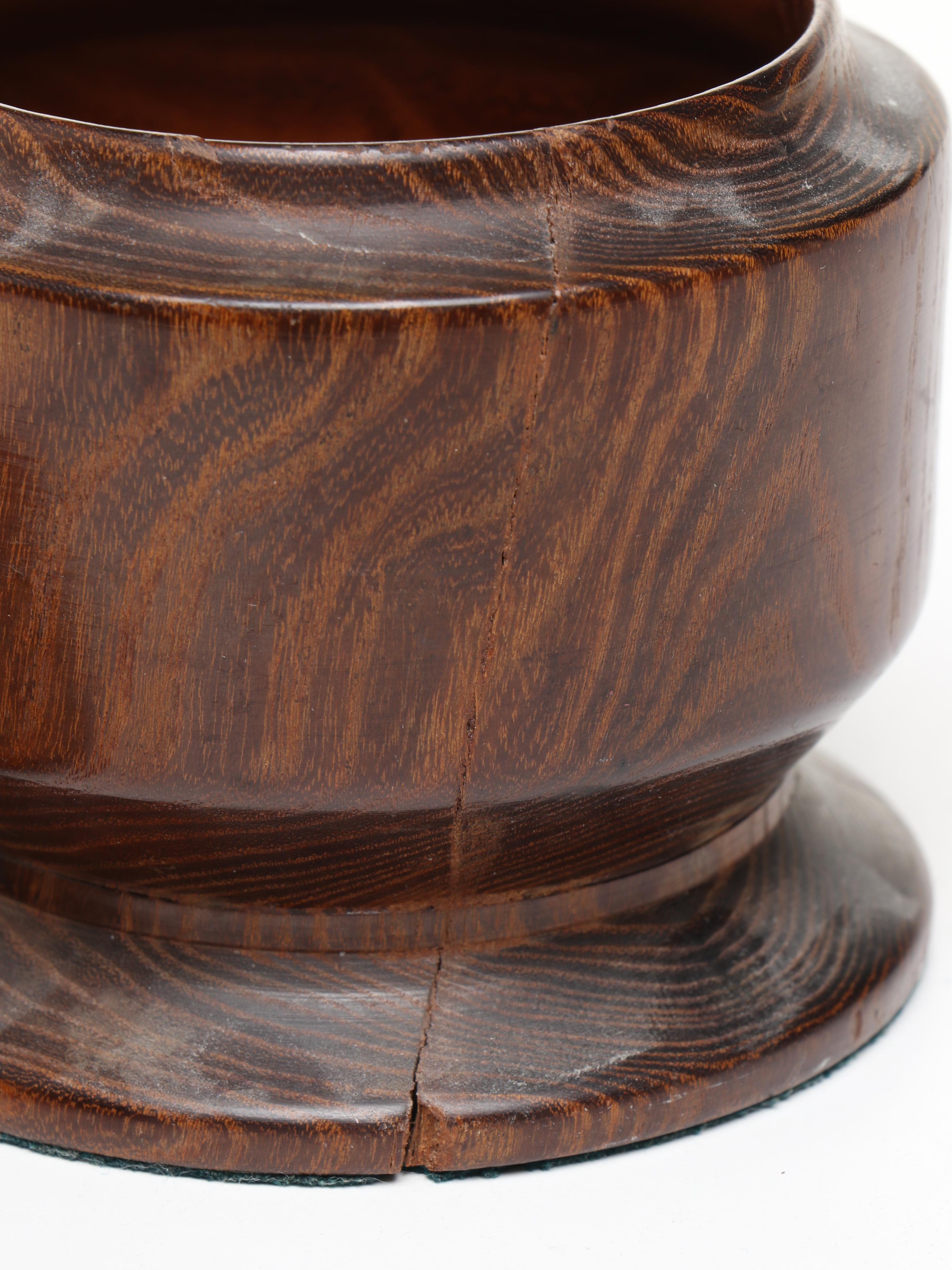 Turned Wood and Segmented Walnut Lidded Pedestal Bowl with Vase