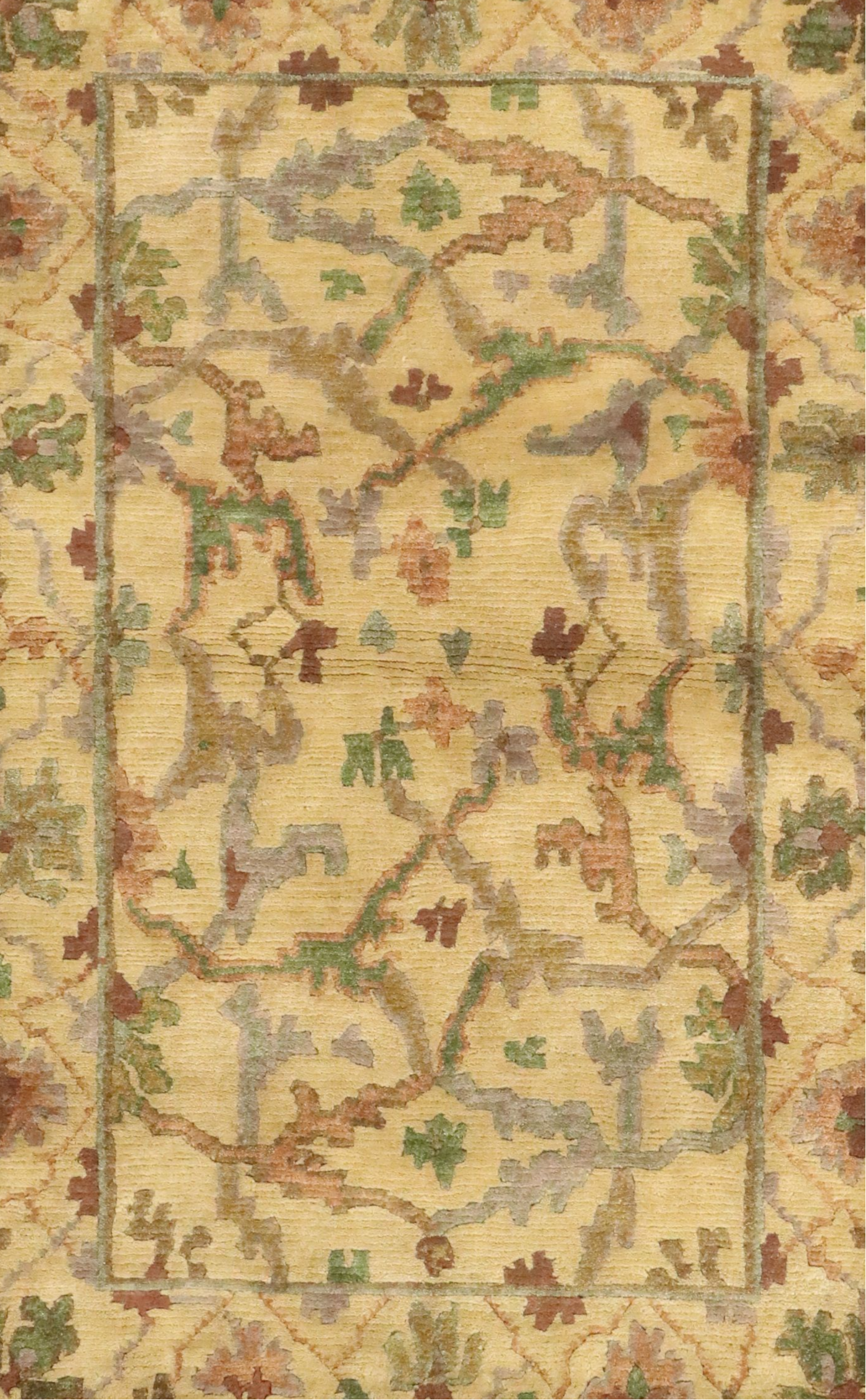 4' x 6'1 Hand-Knotted Nepali Vine Motif Area Rug