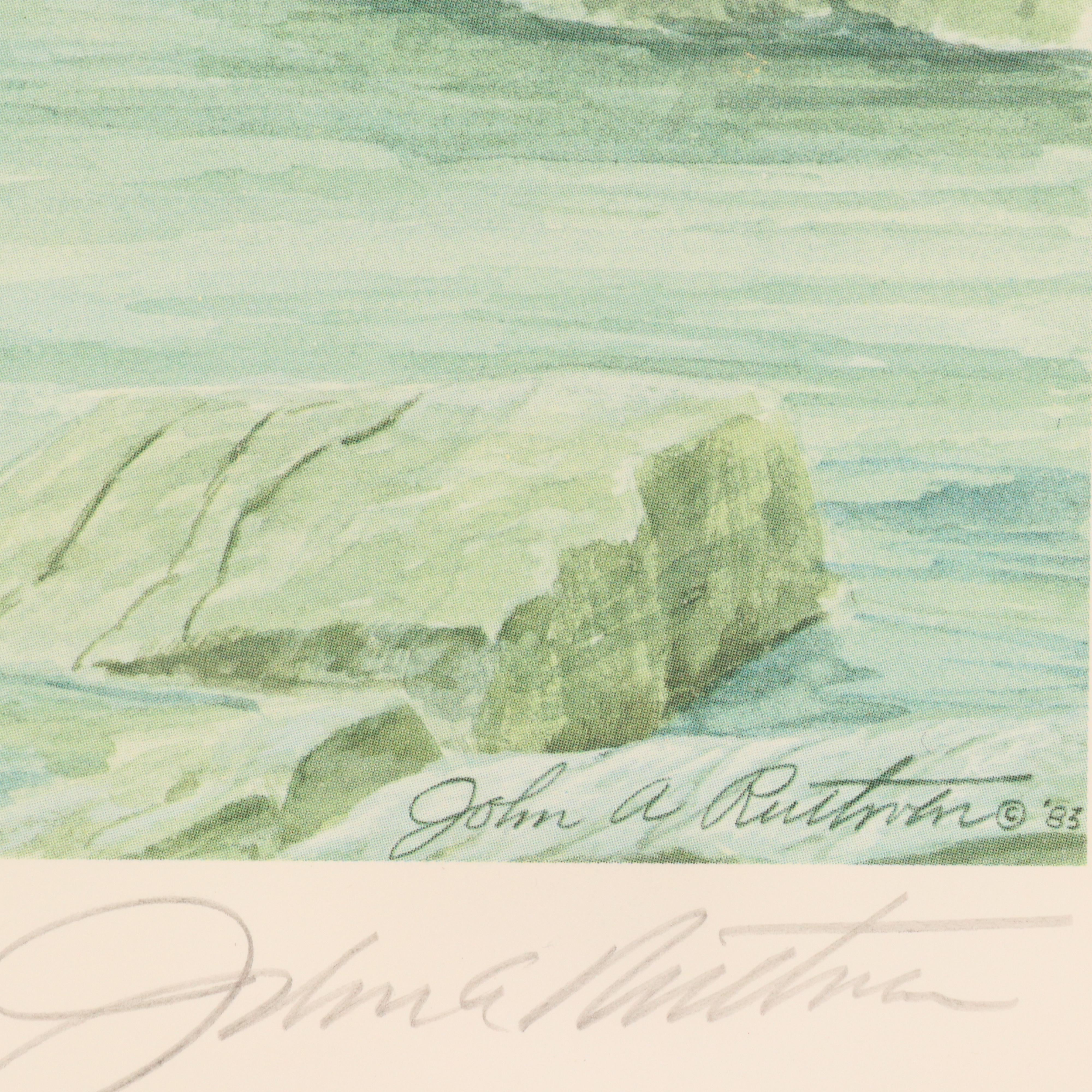 John Ruthven Offset Lithograph with Stamp "Ducks Unlimited," 1984