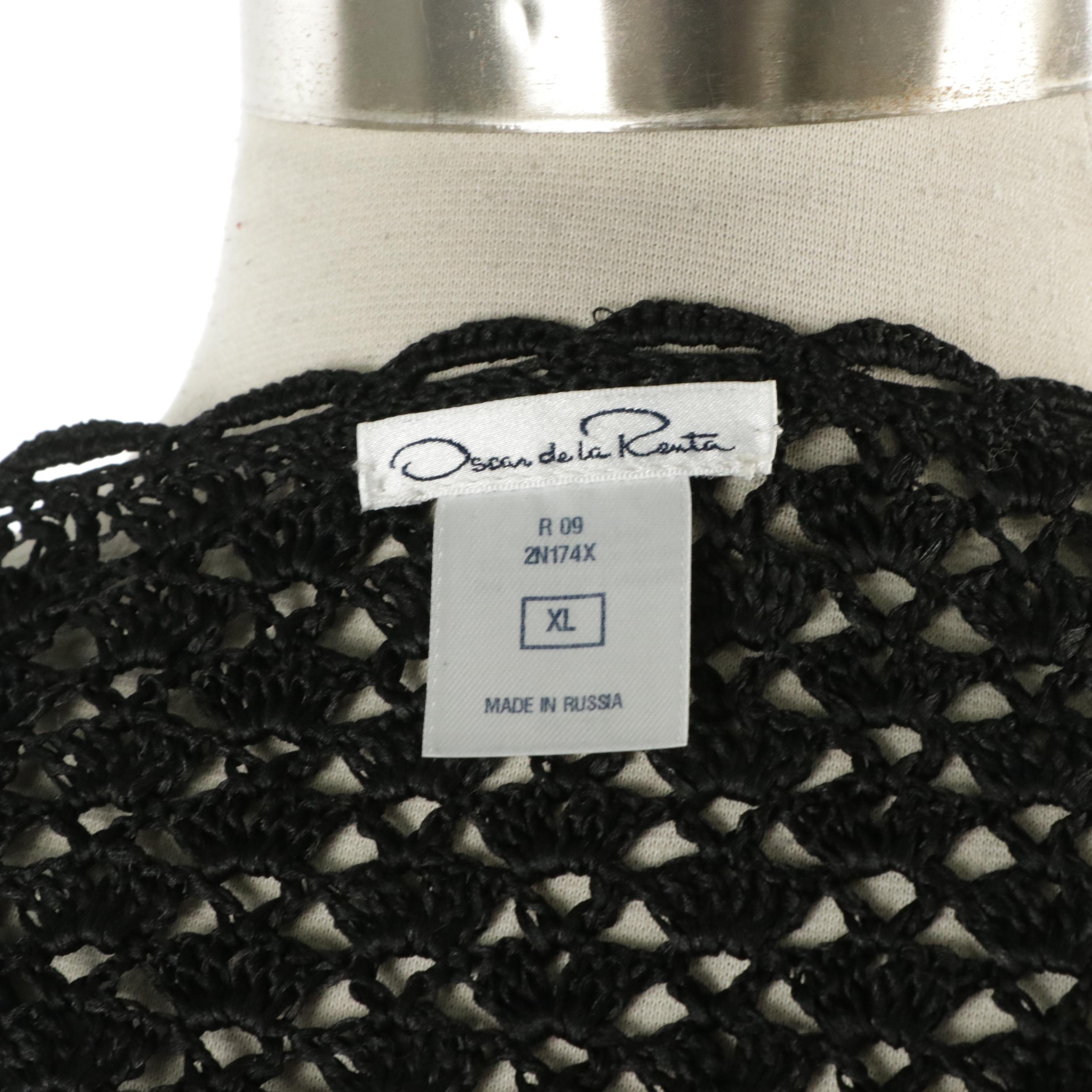 Oscar de la Renta Silk Sleeveless Dress and Silk Crochet Lace Tasseled Bolero