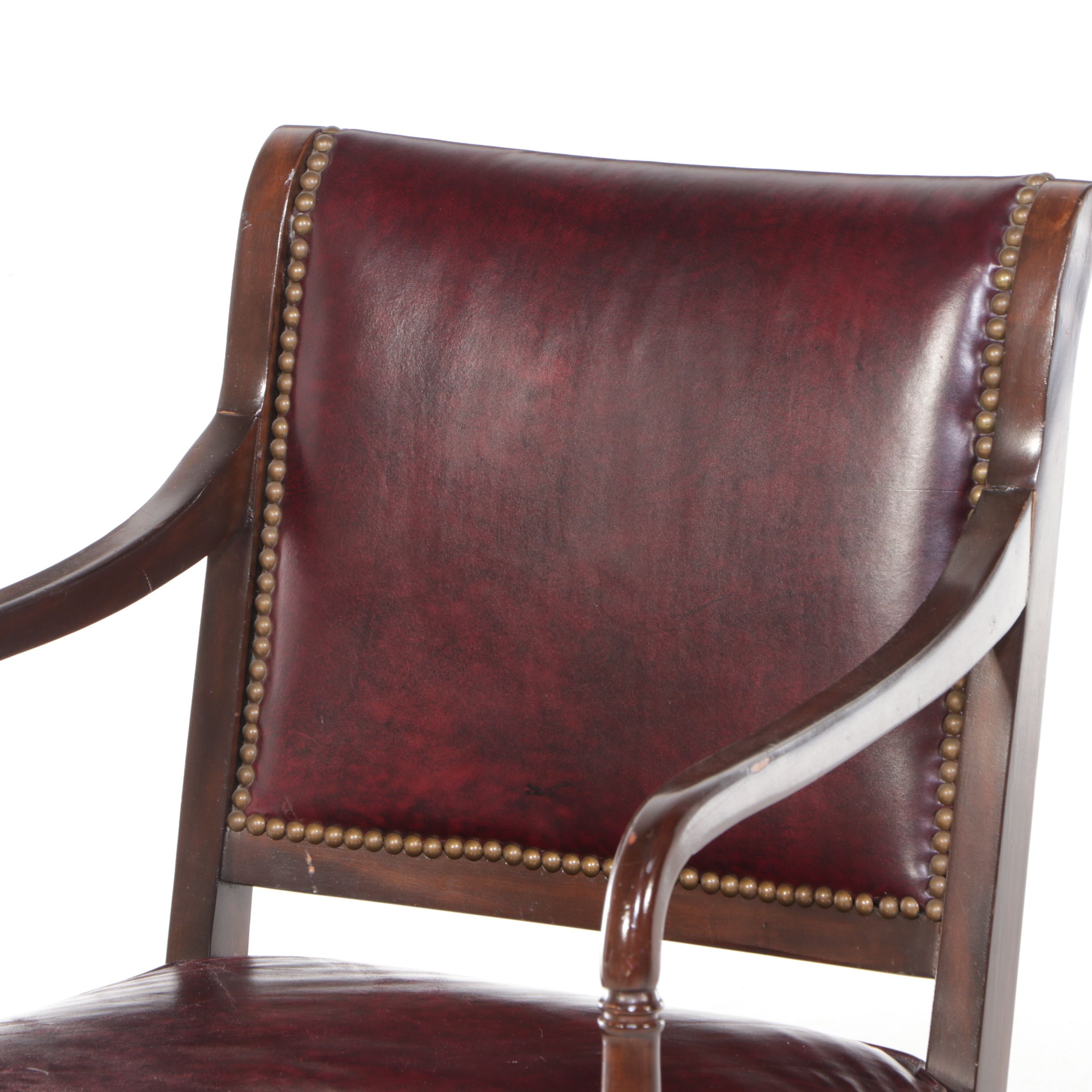 Regency Style Leather Upholstered Mahogany Armchair, Late 20th Century