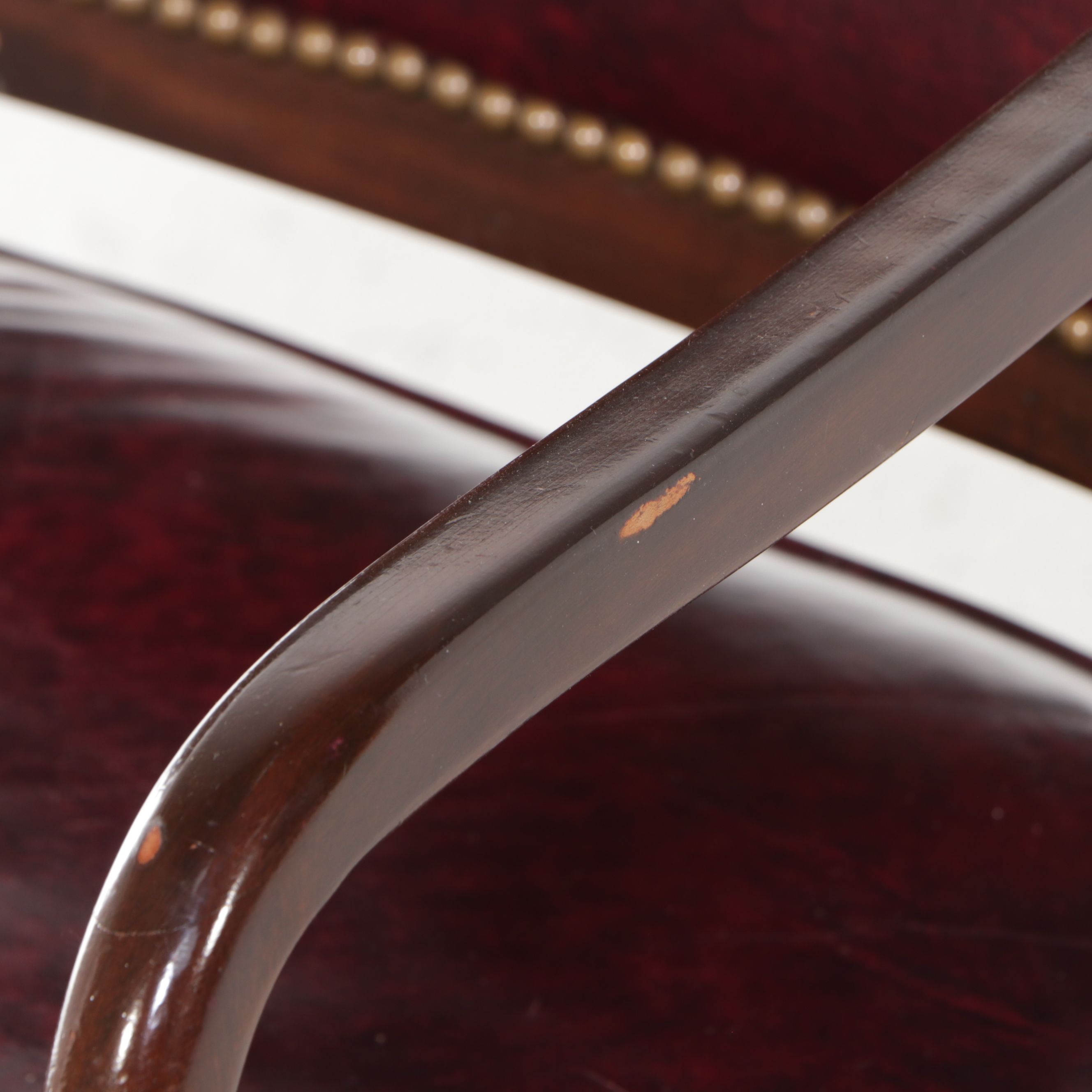 Regency Style Leather Upholstered Mahogany Armchair, Late 20th Century