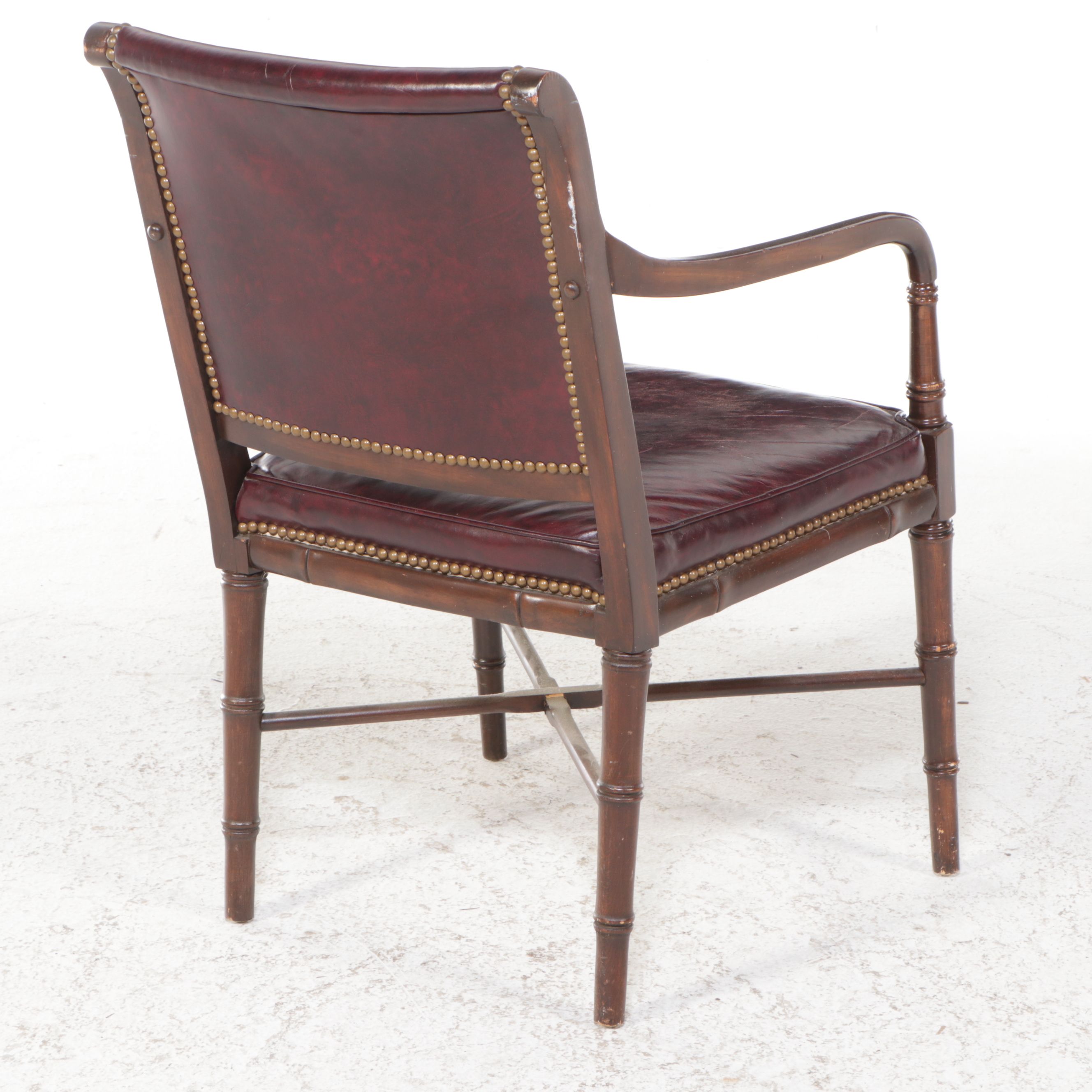 Regency Style Leather Upholstered Mahogany Armchair, Late 20th Century