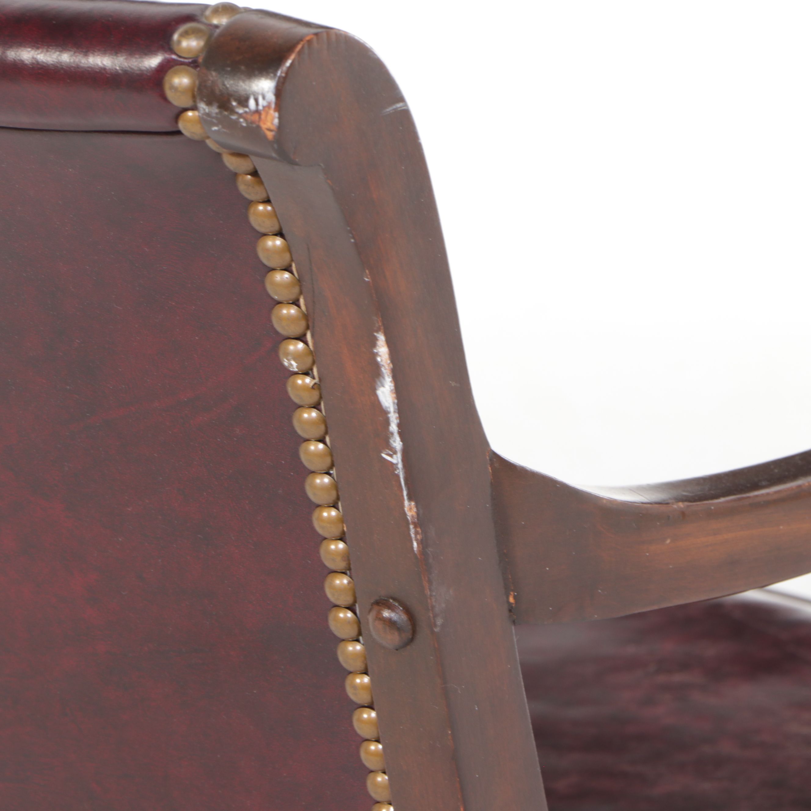 Regency Style Leather Upholstered Mahogany Armchair, Late 20th Century