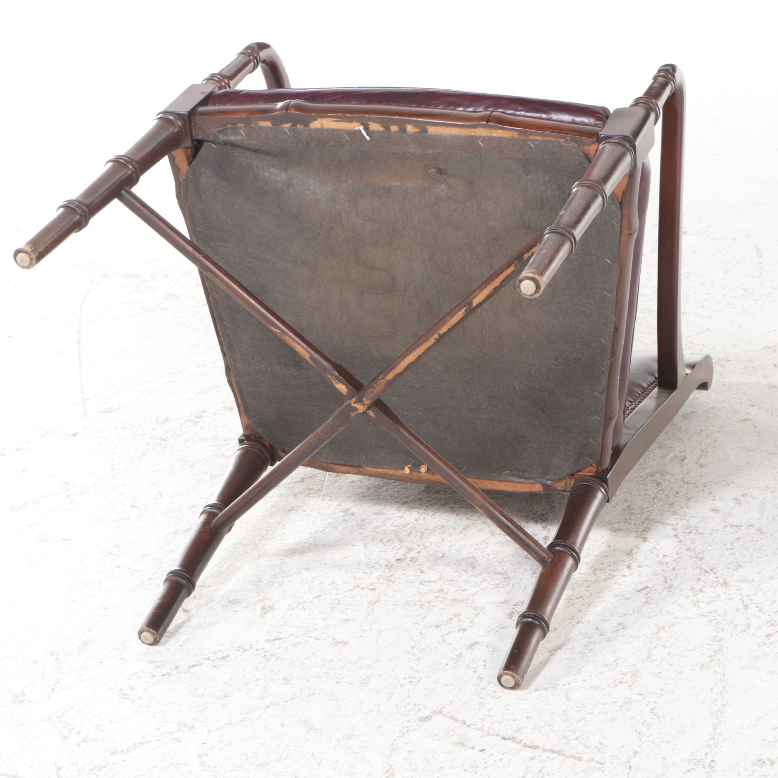 Regency Style Leather Upholstered Mahogany Armchair, Late 20th Century