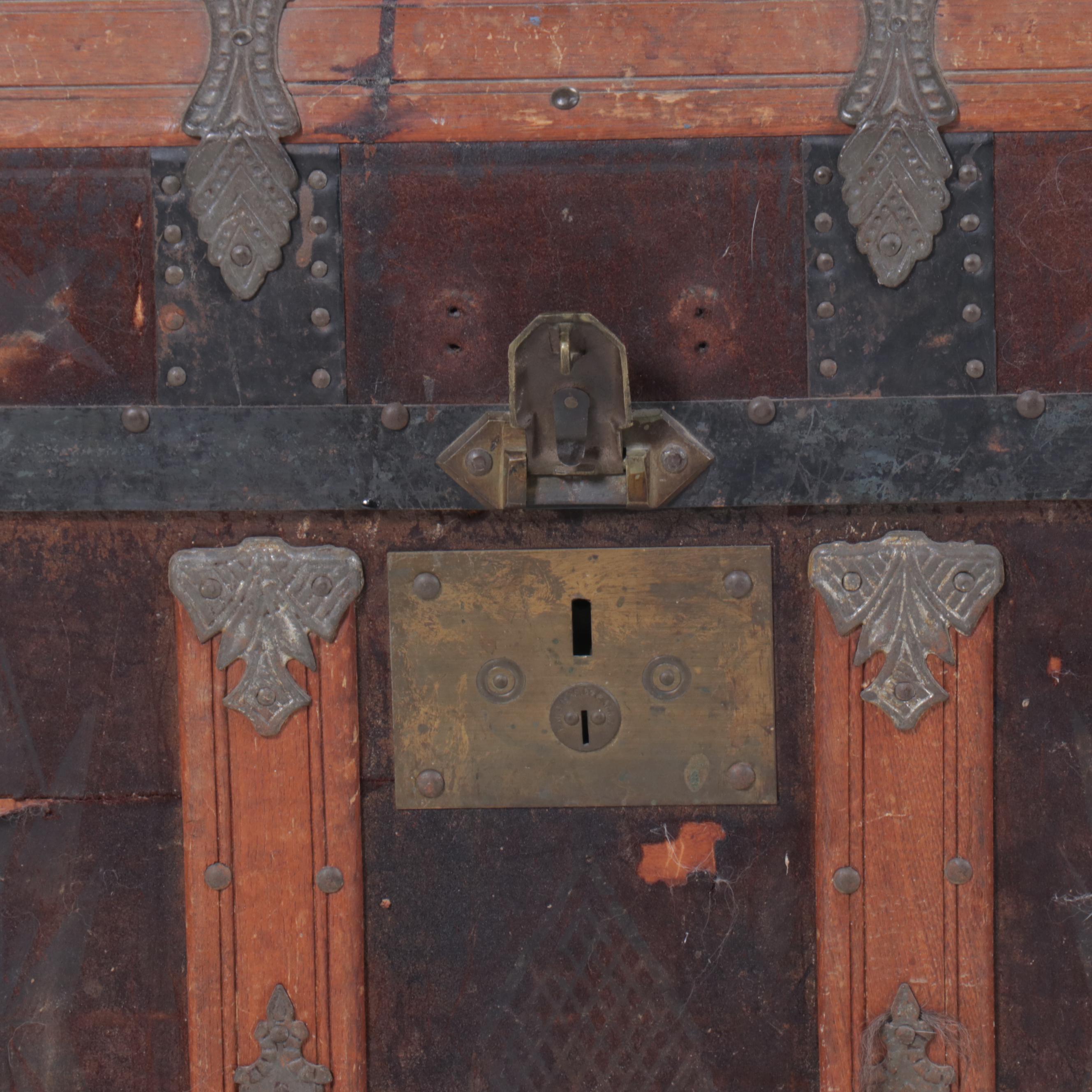 Victorian Metal Bound Dome Top Trunk, 19th Century