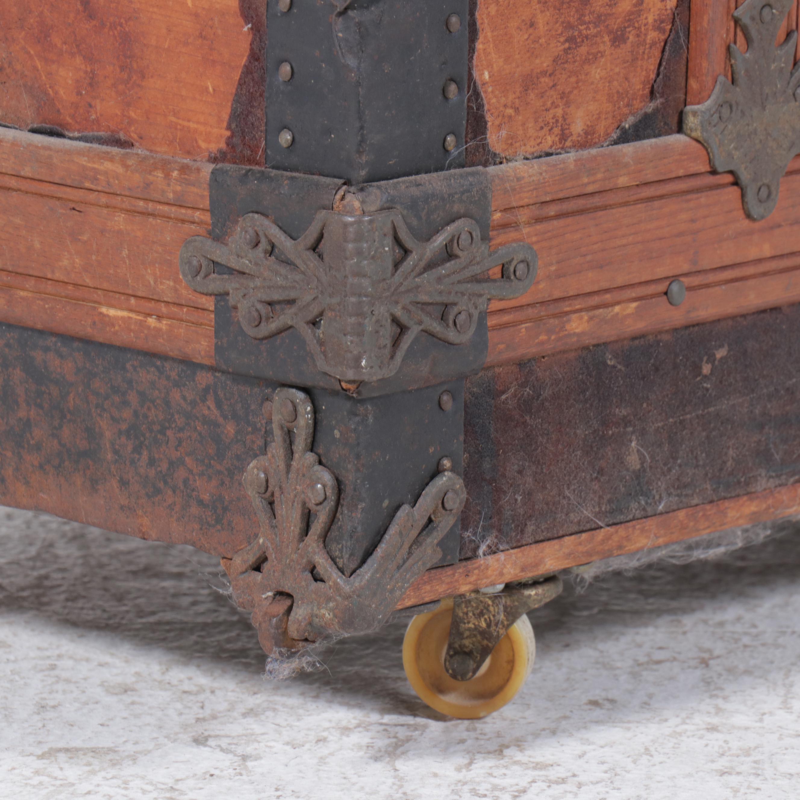 Victorian Metal Bound Dome Top Trunk, 19th Century