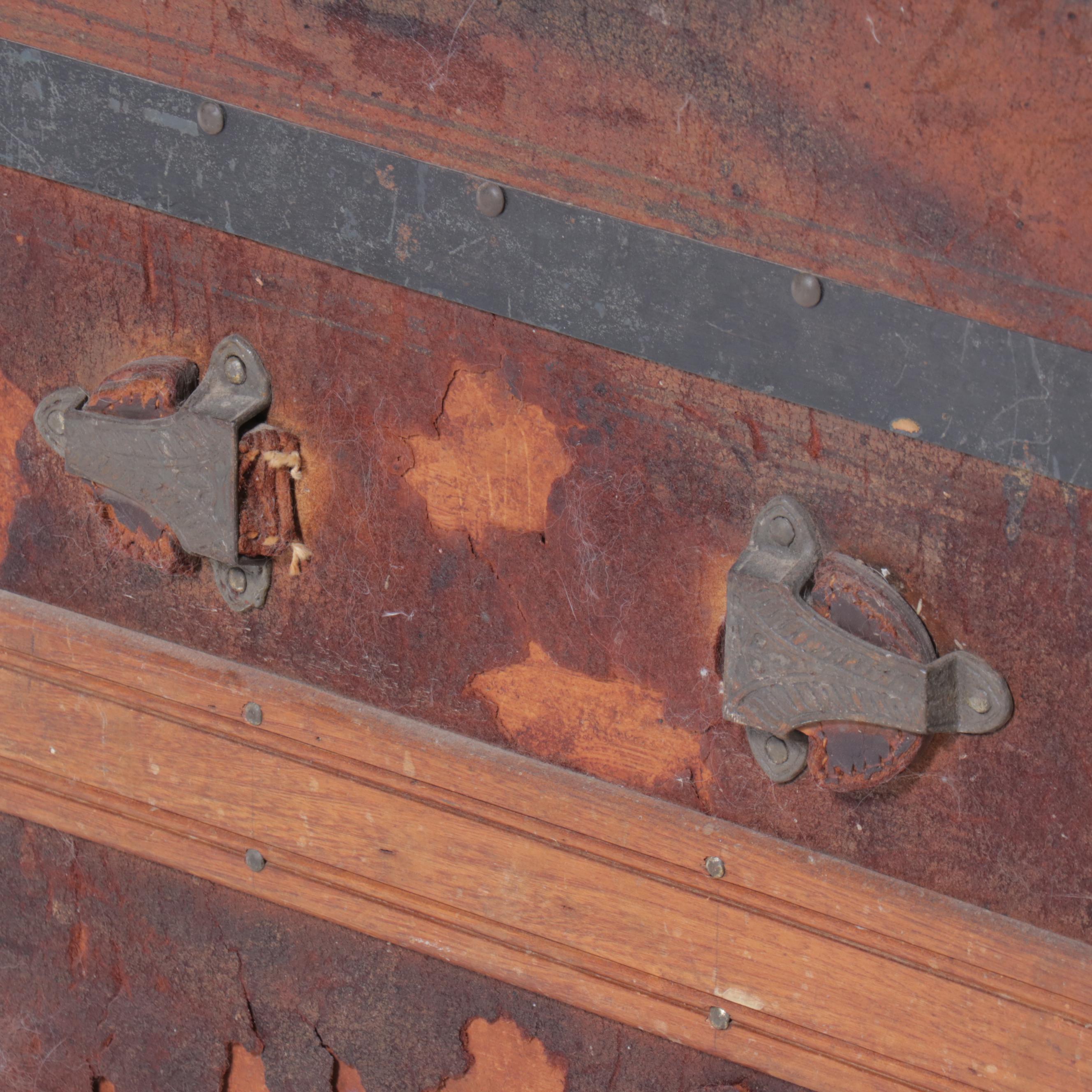 Victorian Metal Bound Dome Top Trunk, 19th Century