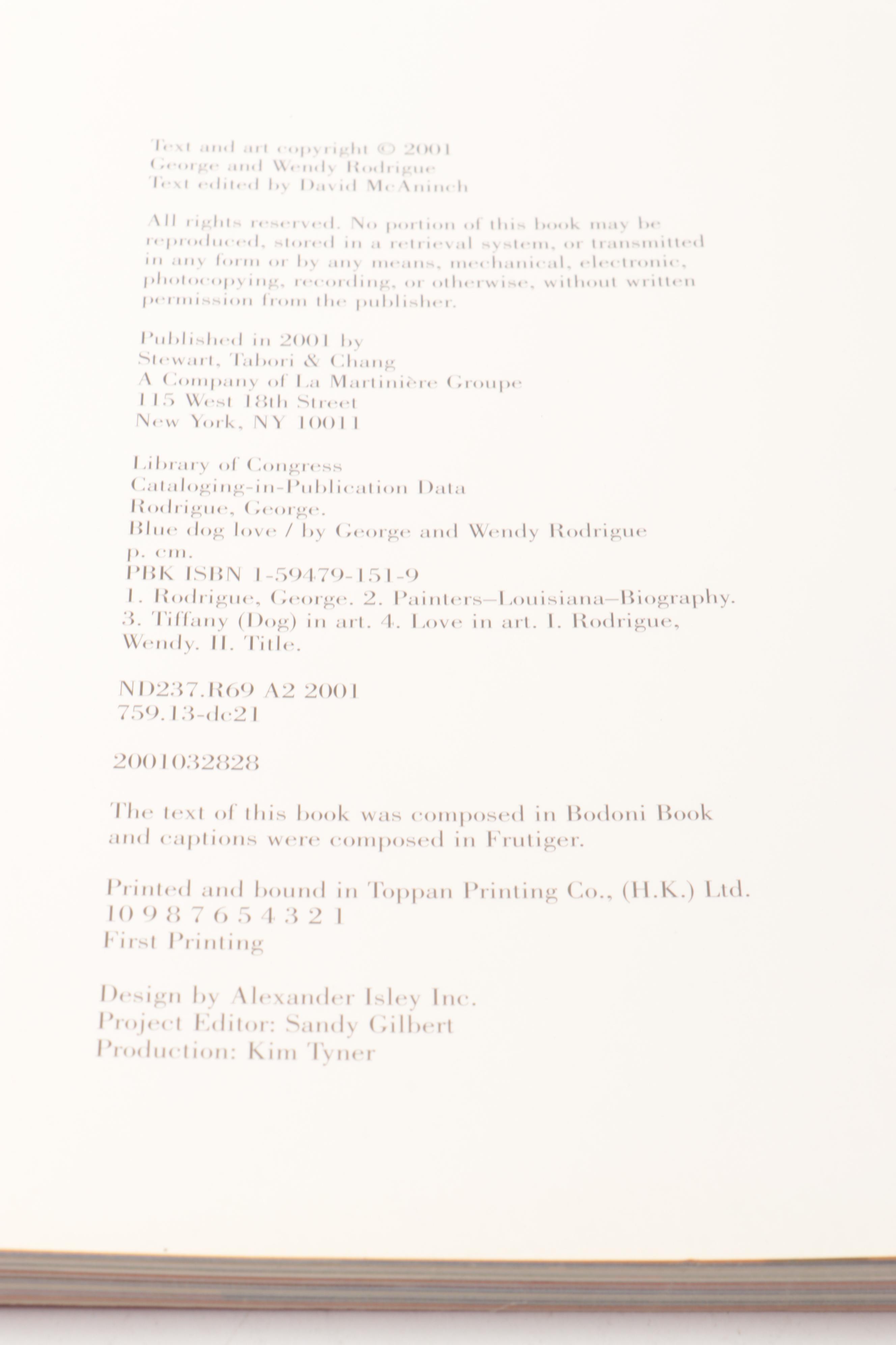 First Paperback Printing "Blue Dog Love" by George and Wendy Rodrigue, 2001