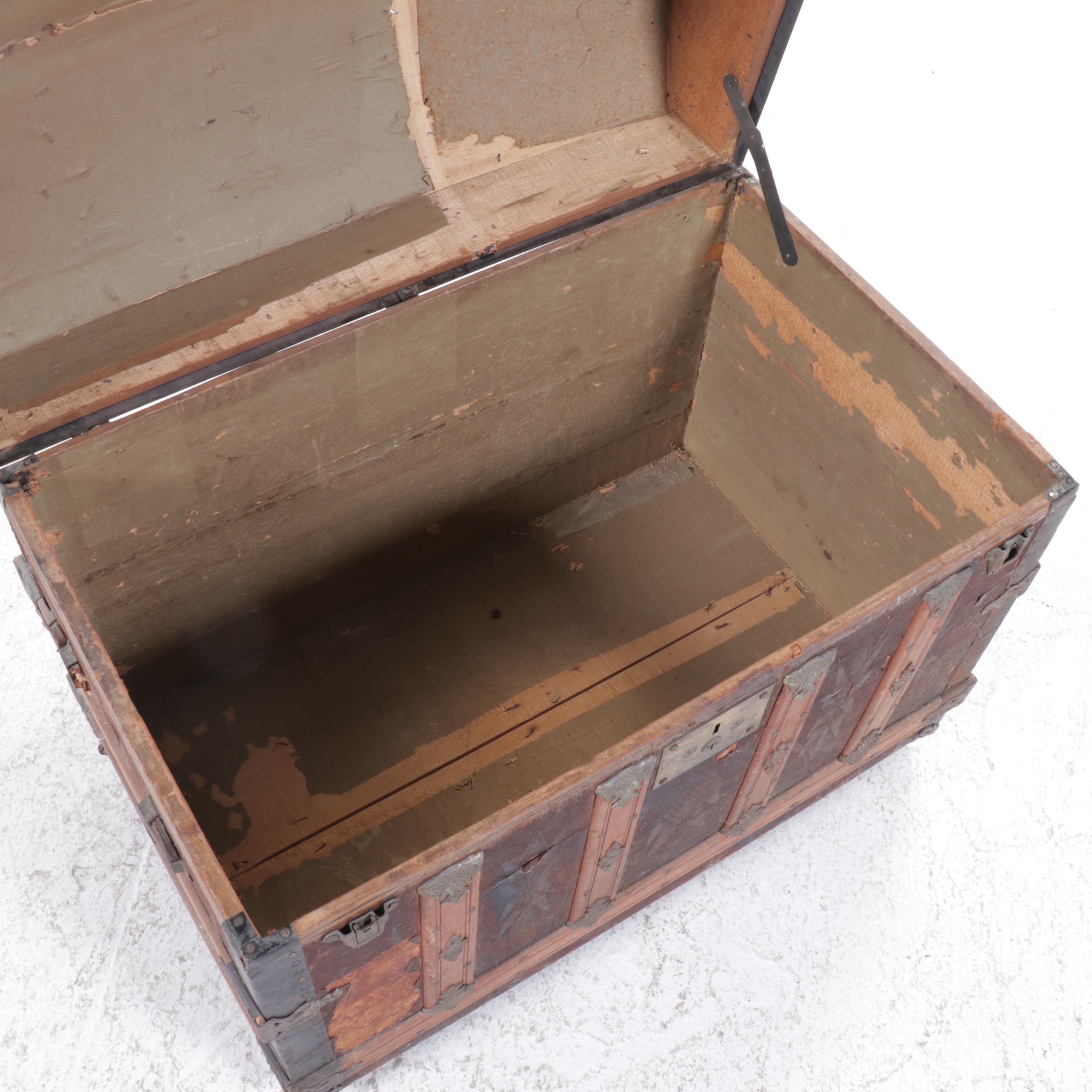 Victorian Metal Bound Dome Top Trunk, 19th Century