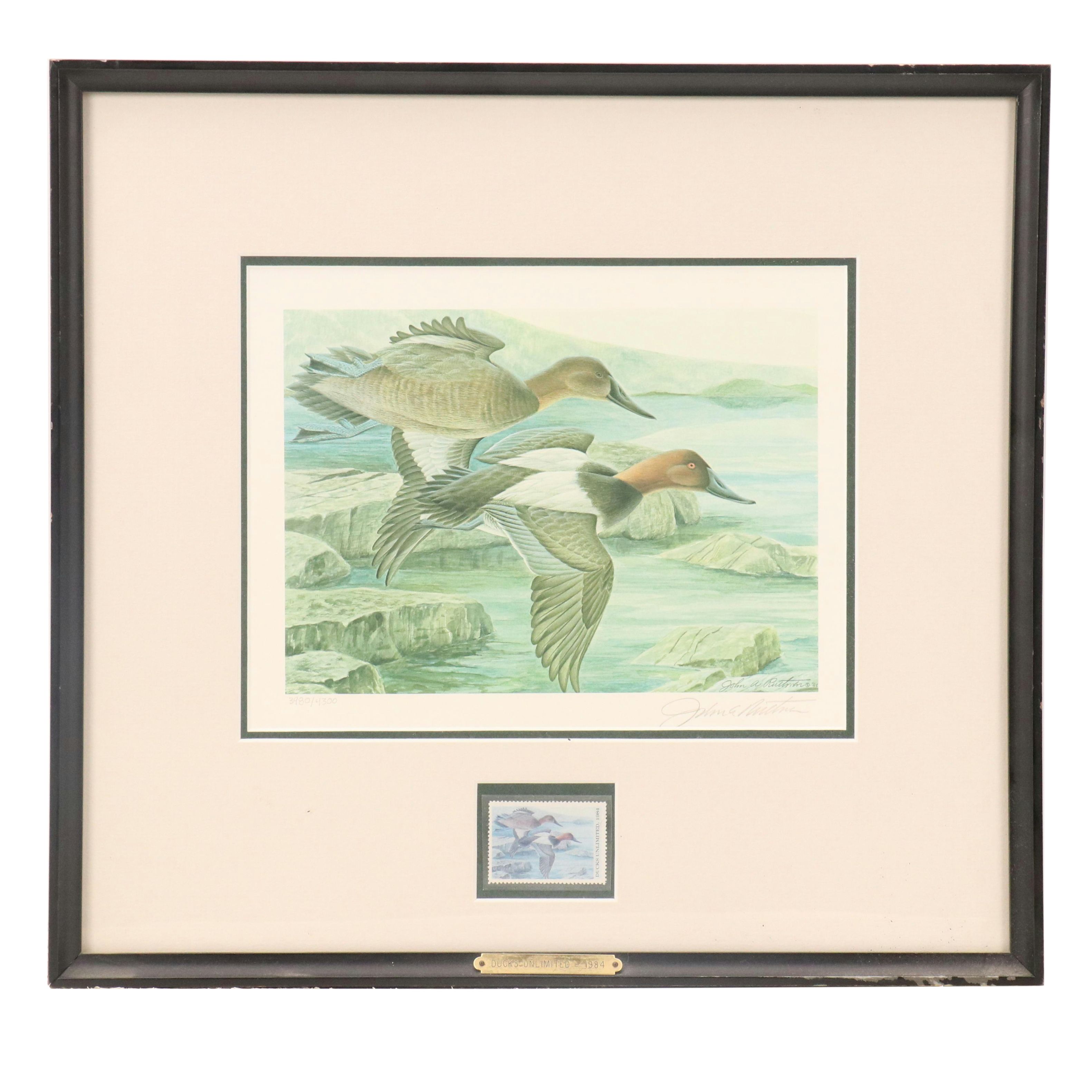 John Ruthven Offset Lithograph with Stamp "Ducks Unlimited," 1984
